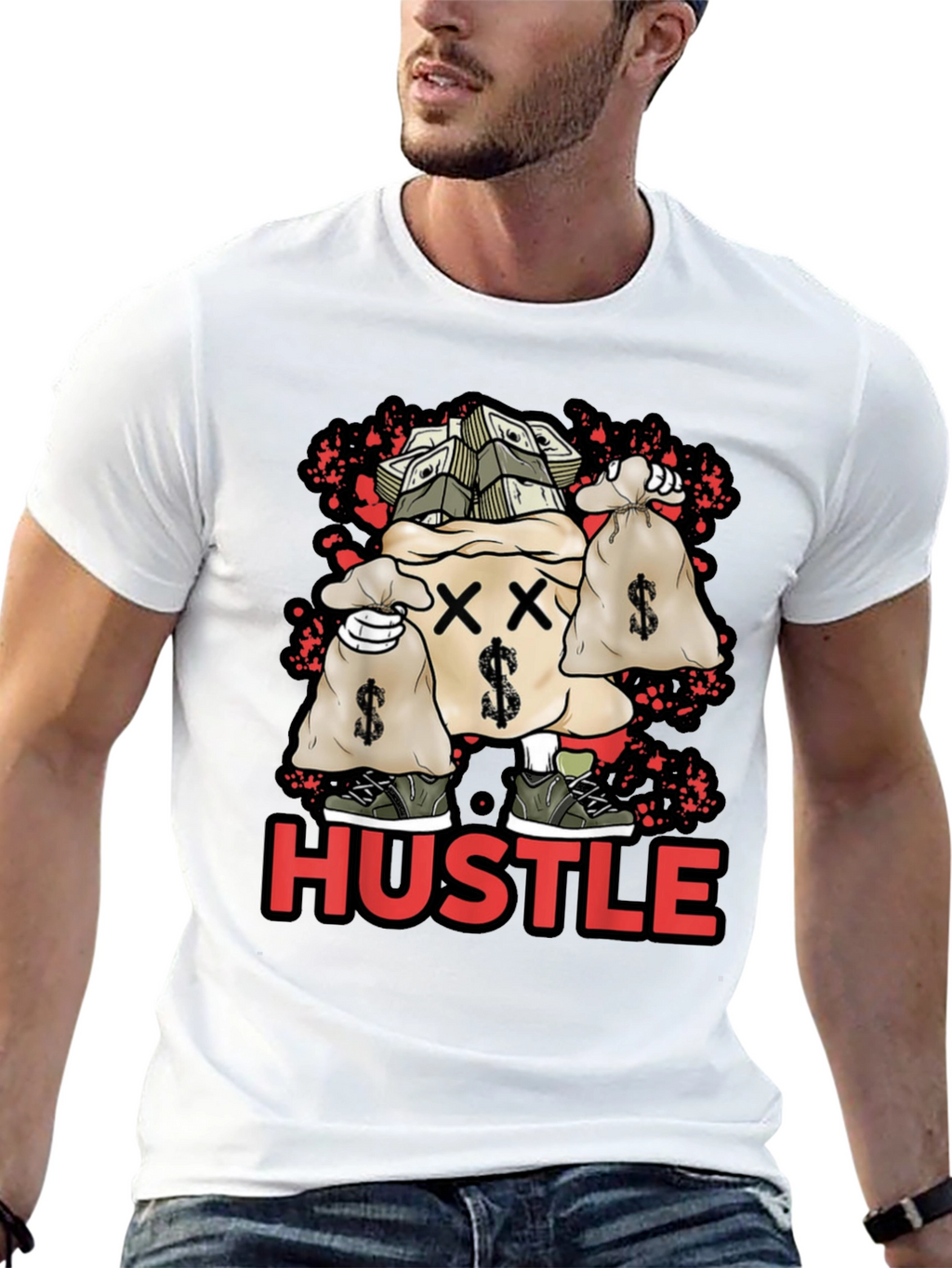 Hustle Money Bag Graphic T-Shirt
