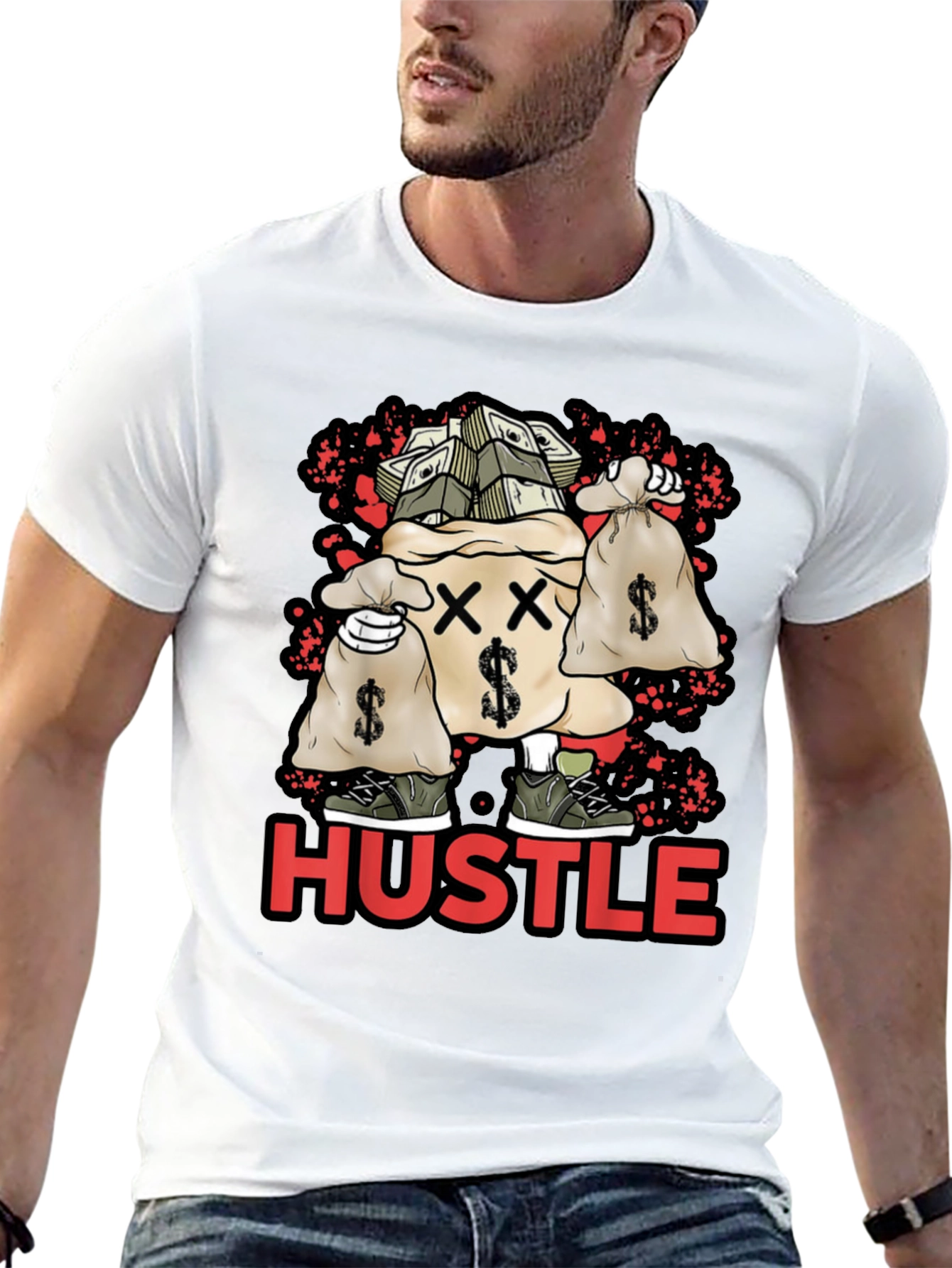 Hustle Money Bag Graphic T-Shirt