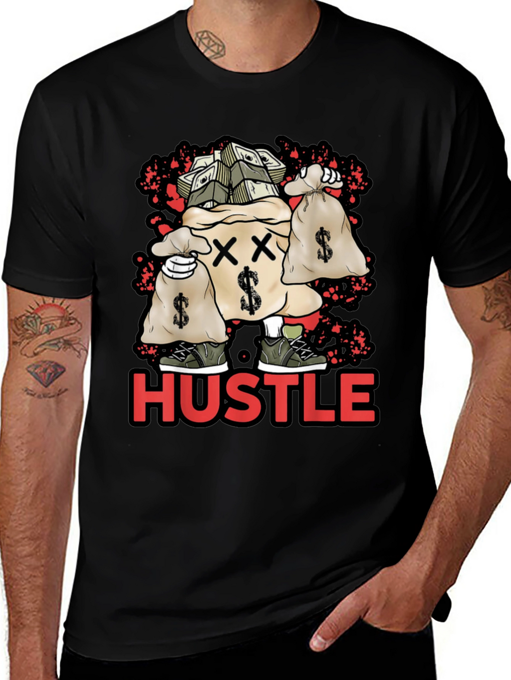 Hustle Money Bag Graphic T-Shirt