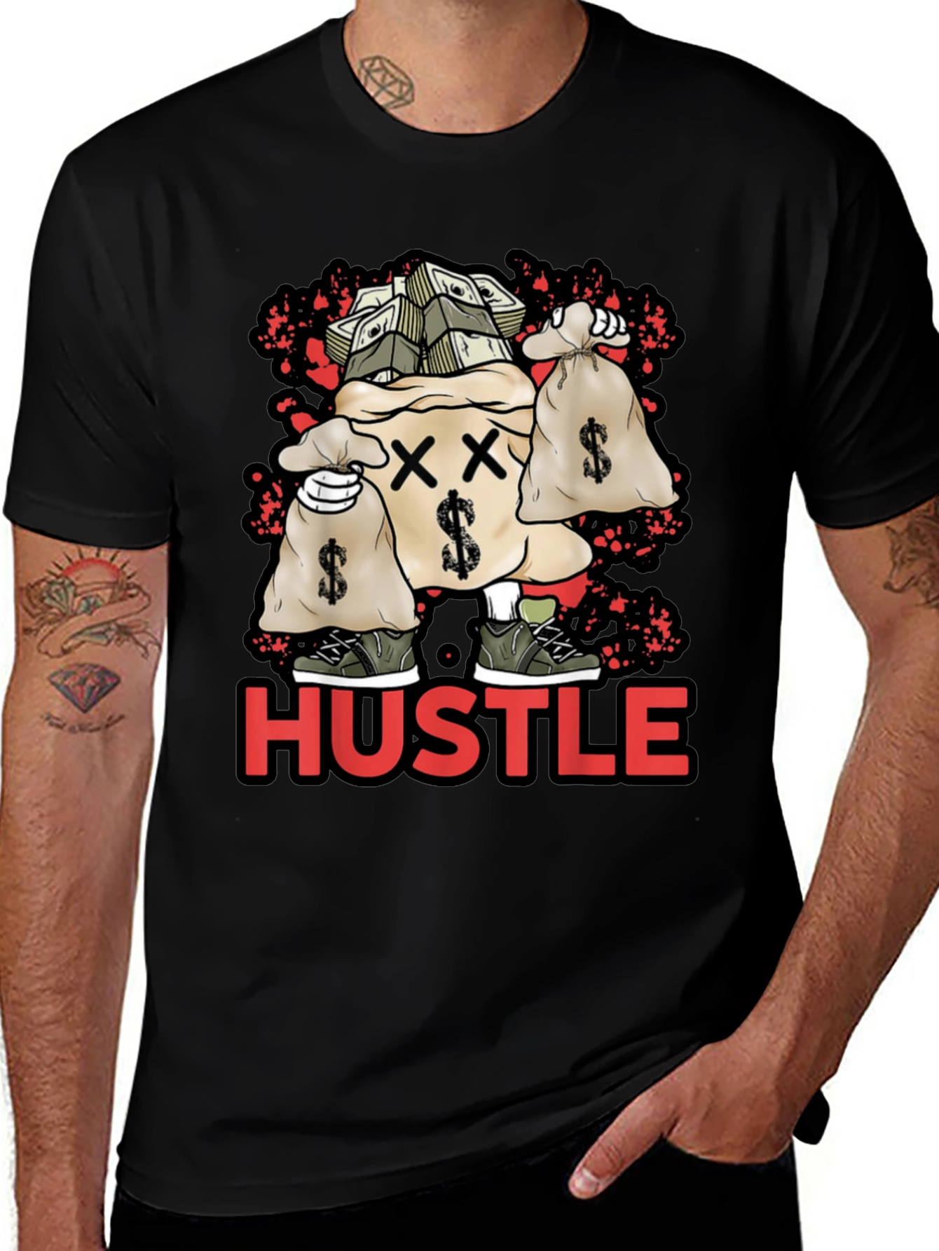 Hustle Money Bag Graphic T-Shirt