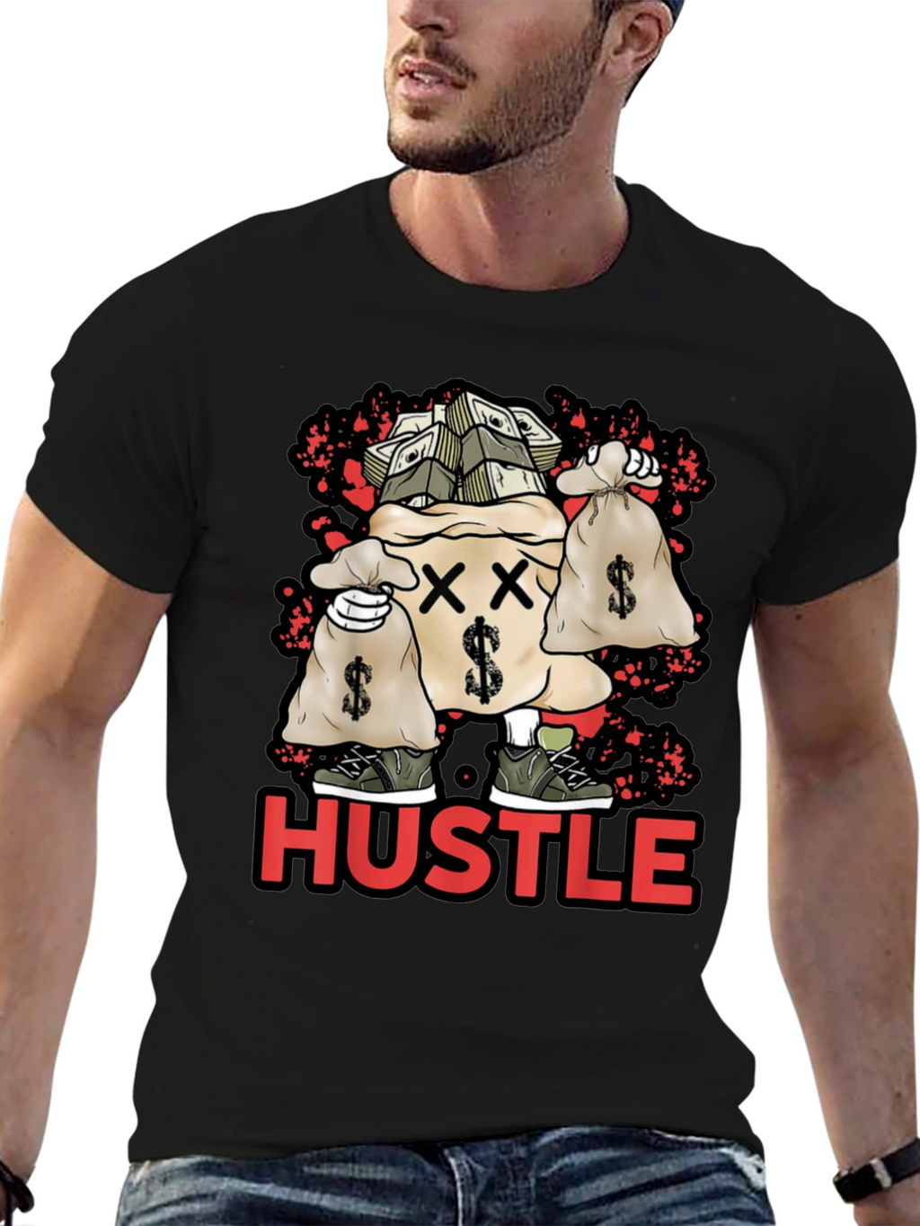 Hustle Money Bag Graphic T-Shirt