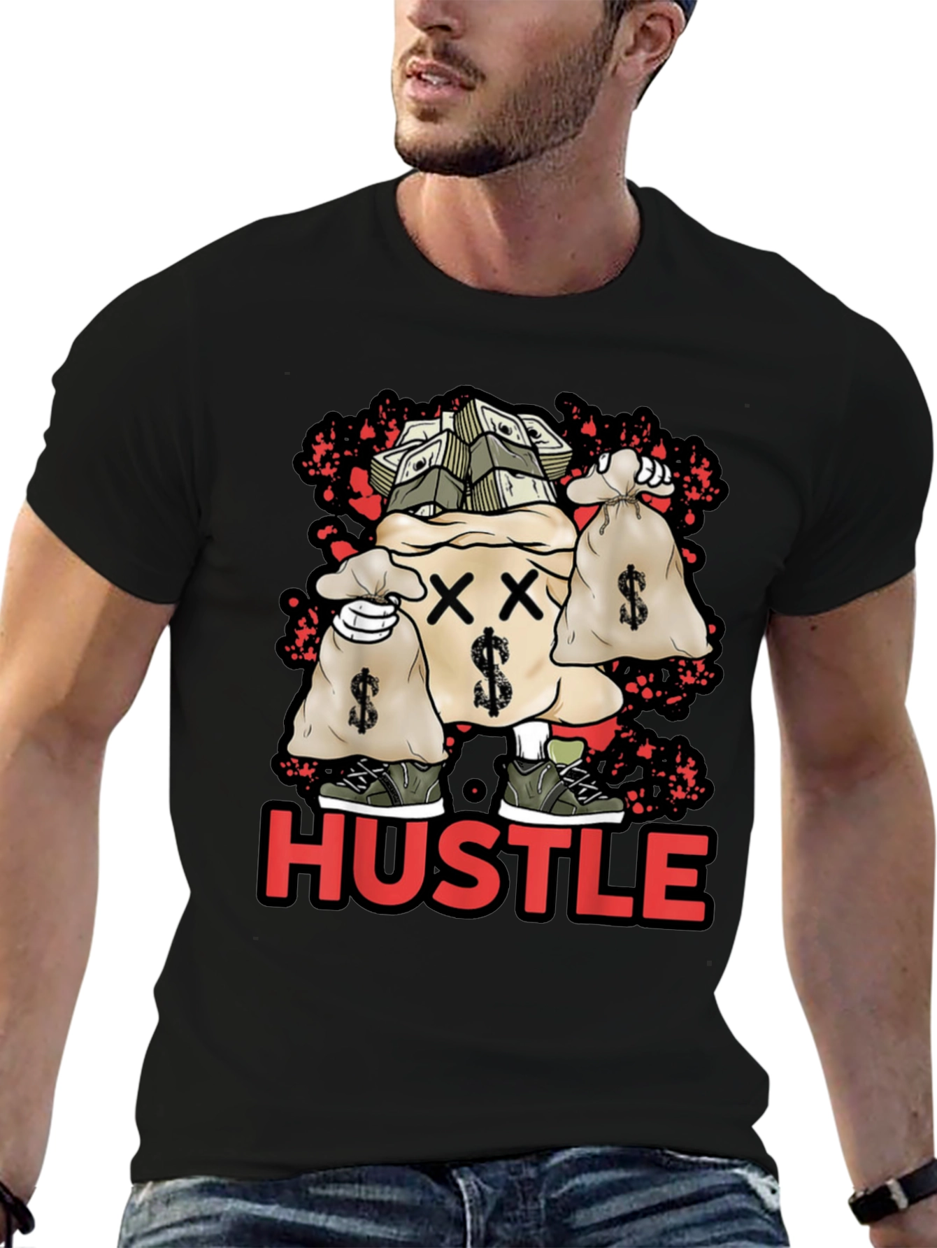 Hustle Money Bag Graphic T-Shirt