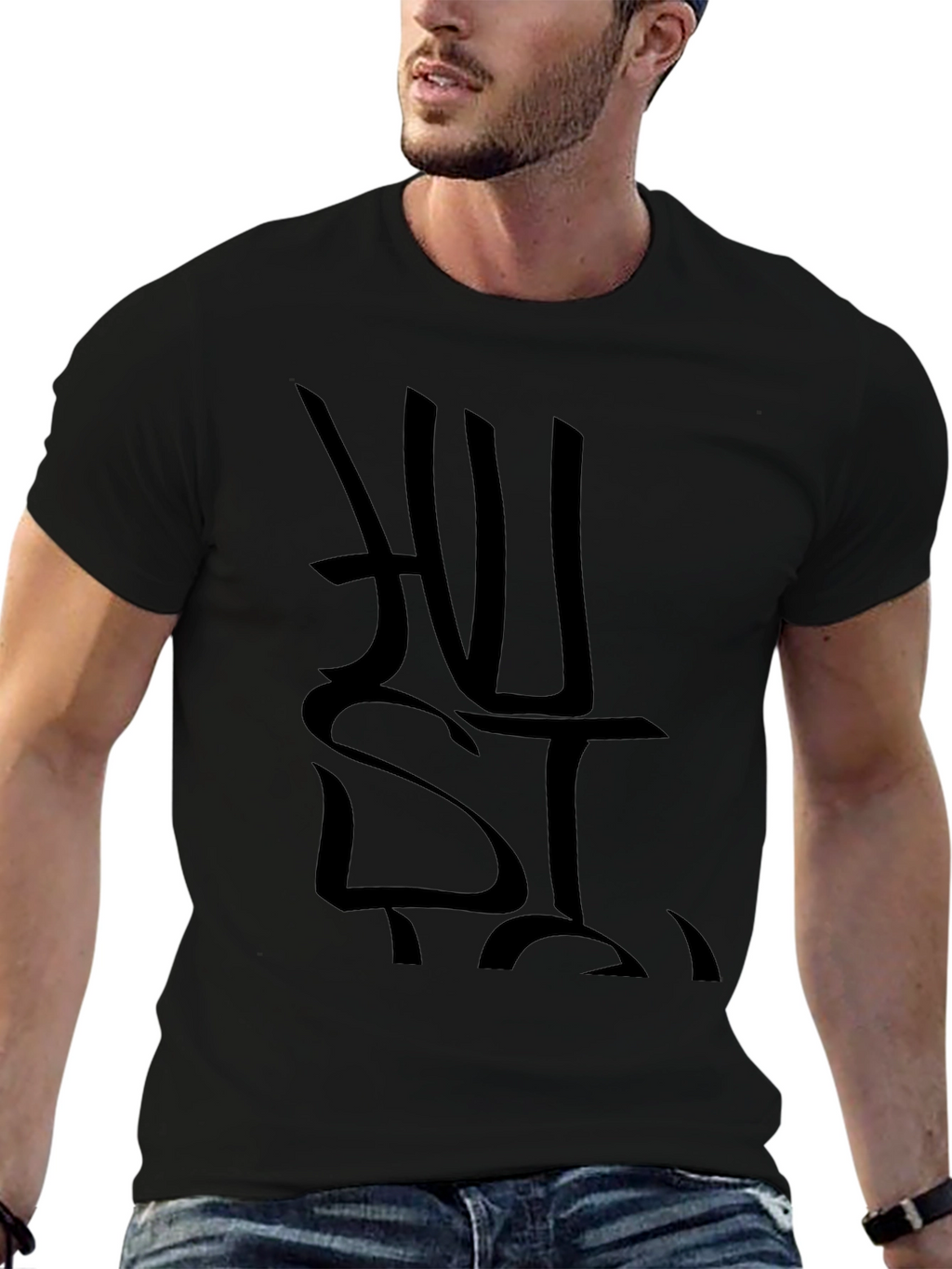 Black Hustle Graphic Print T-Shirt