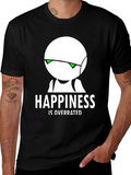 Happiness Is Overrated Black Graphic T-Shirt