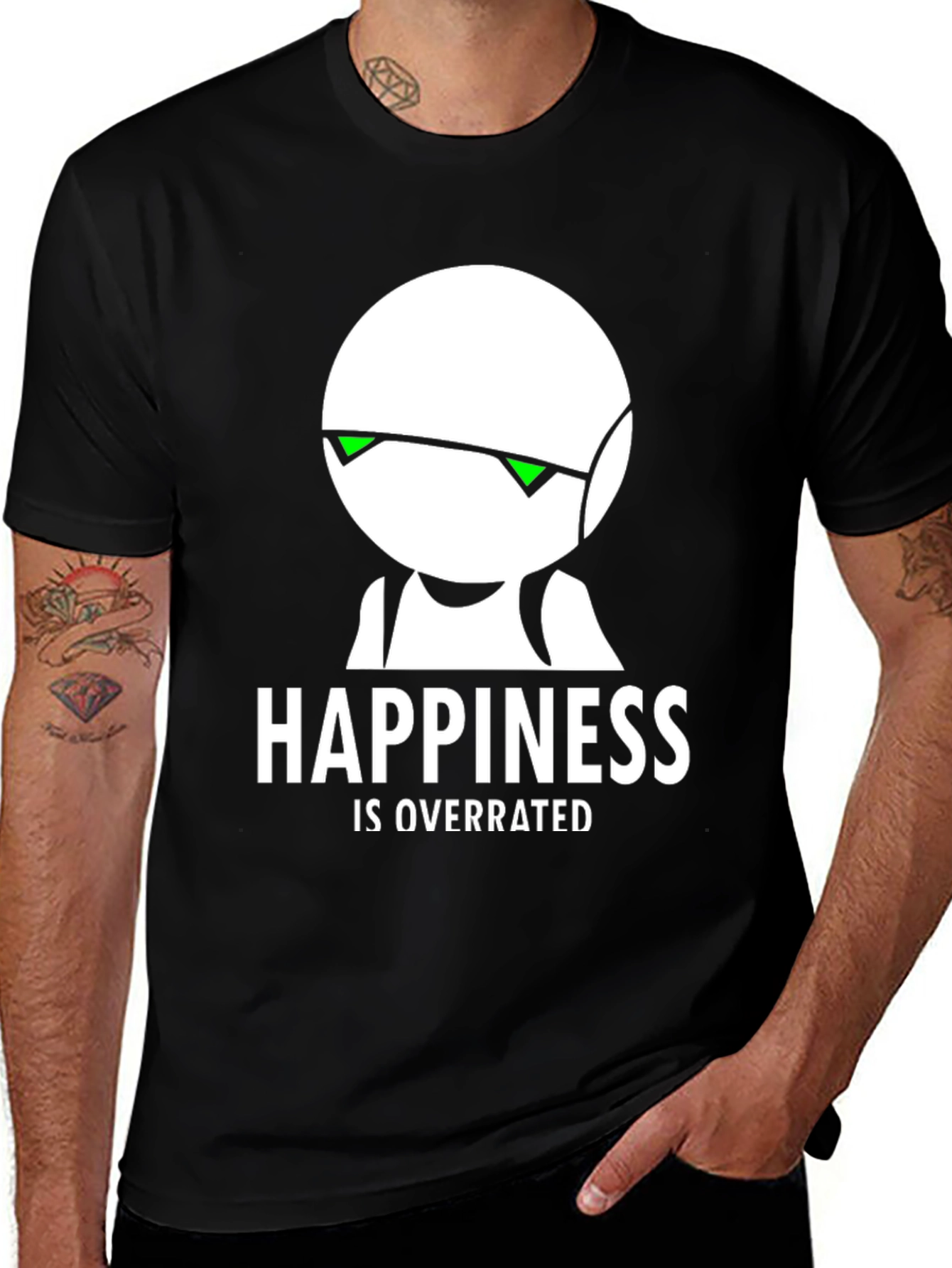 Happiness Is Overrated Black Graphic T-Shirt