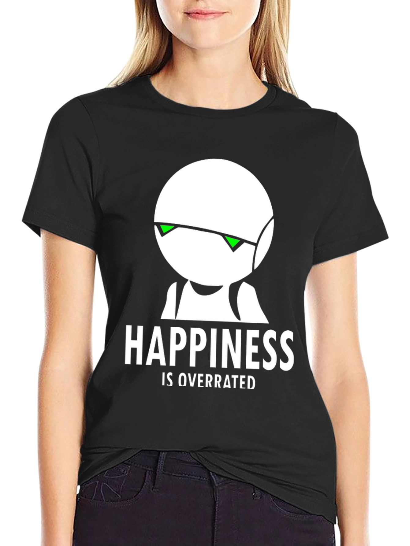 Happiness Is Overrated Black Graphic T-Shirt