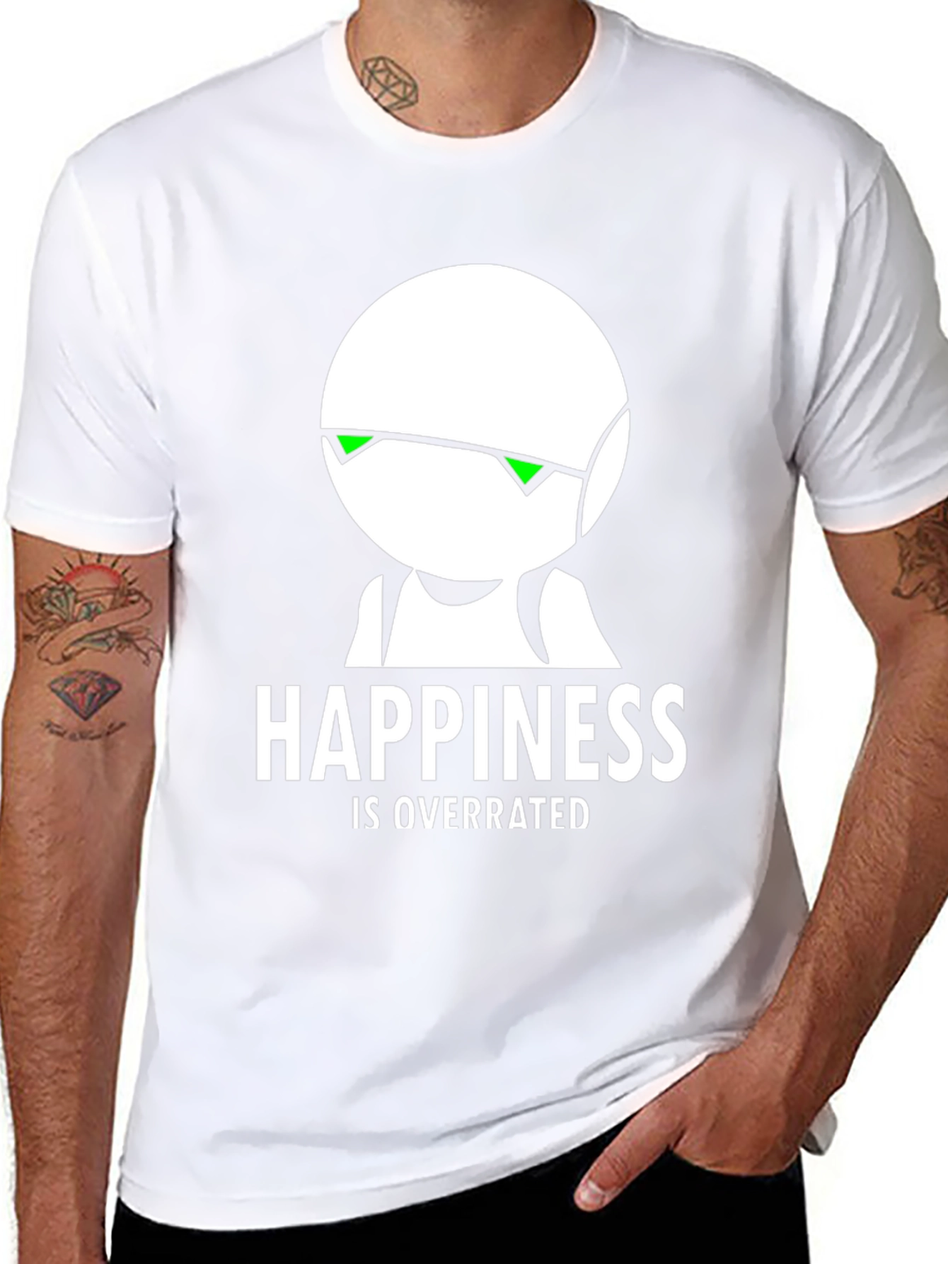 Happiness Is Overrated Black Graphic T-Shirt