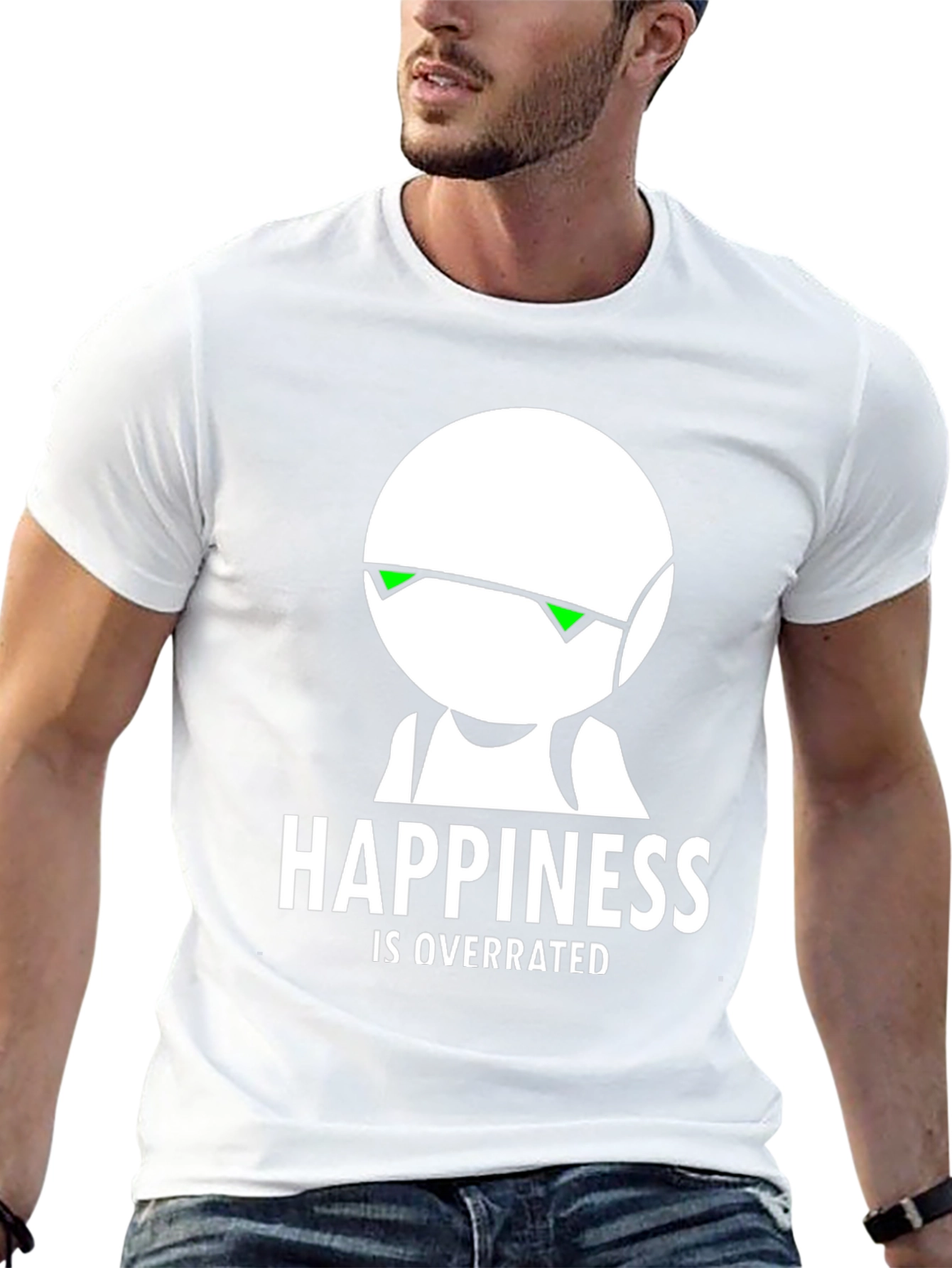 Happiness Is Overrated Black Graphic T-Shirt
