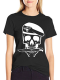 Skull Beret Knife T-Shirt - Edgy Graphic Tee