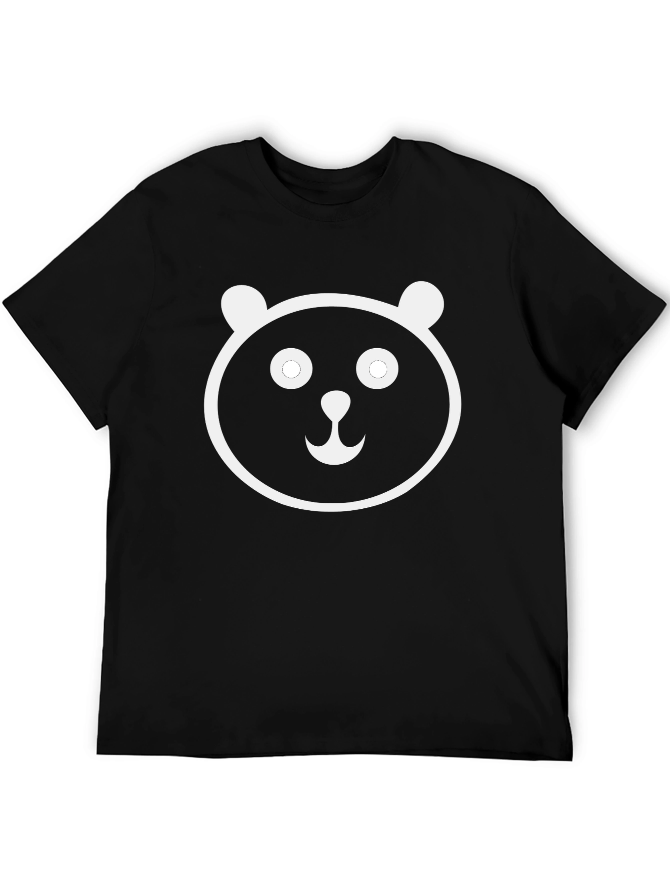 Panda Face Graphic Black T-Shirt