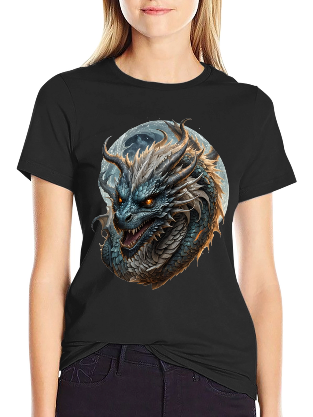 Dragon Moon Graphic T-Shirt - Fierce Fantasy Style