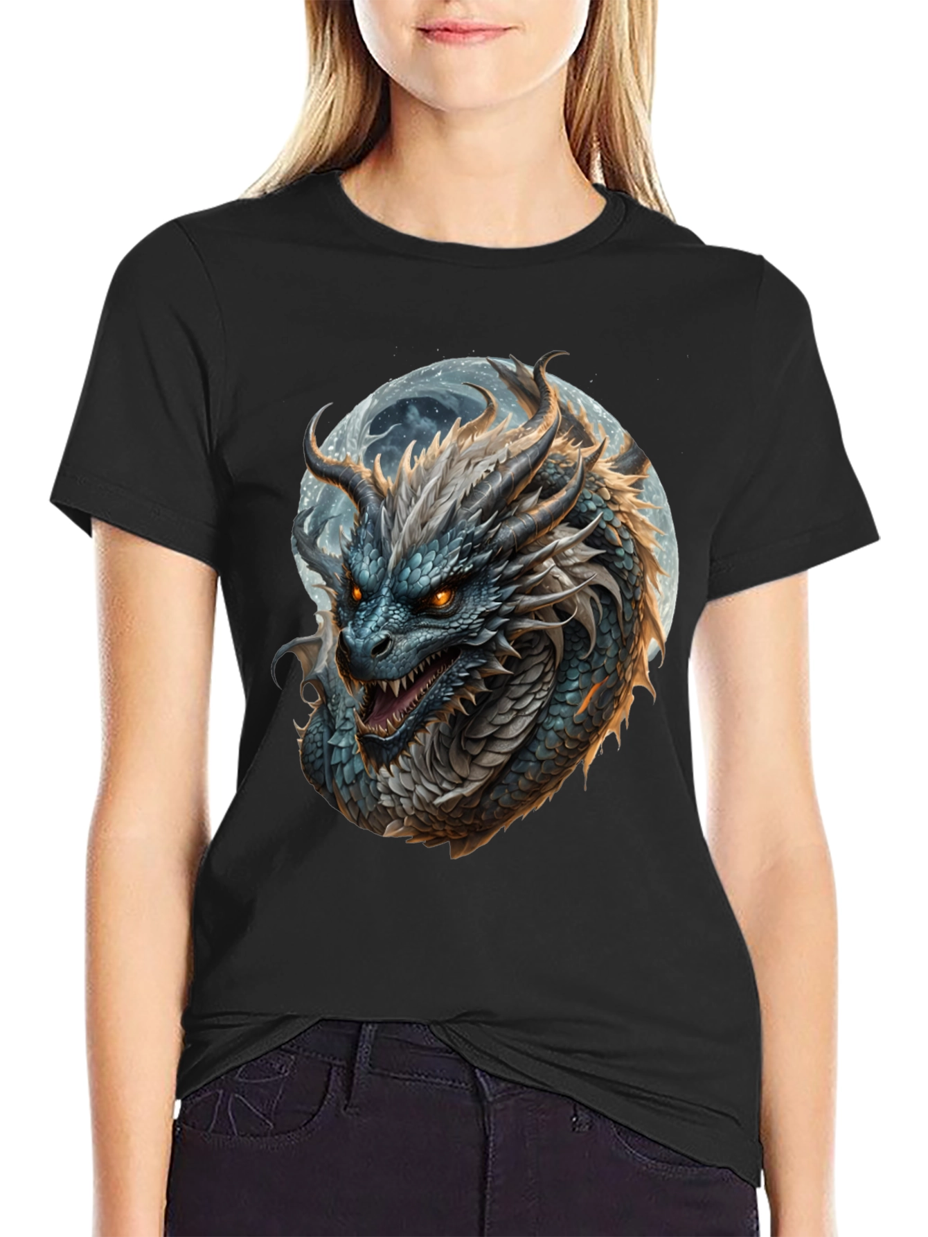 Dragon Moon Graphic T-Shirt - Fierce Fantasy Style