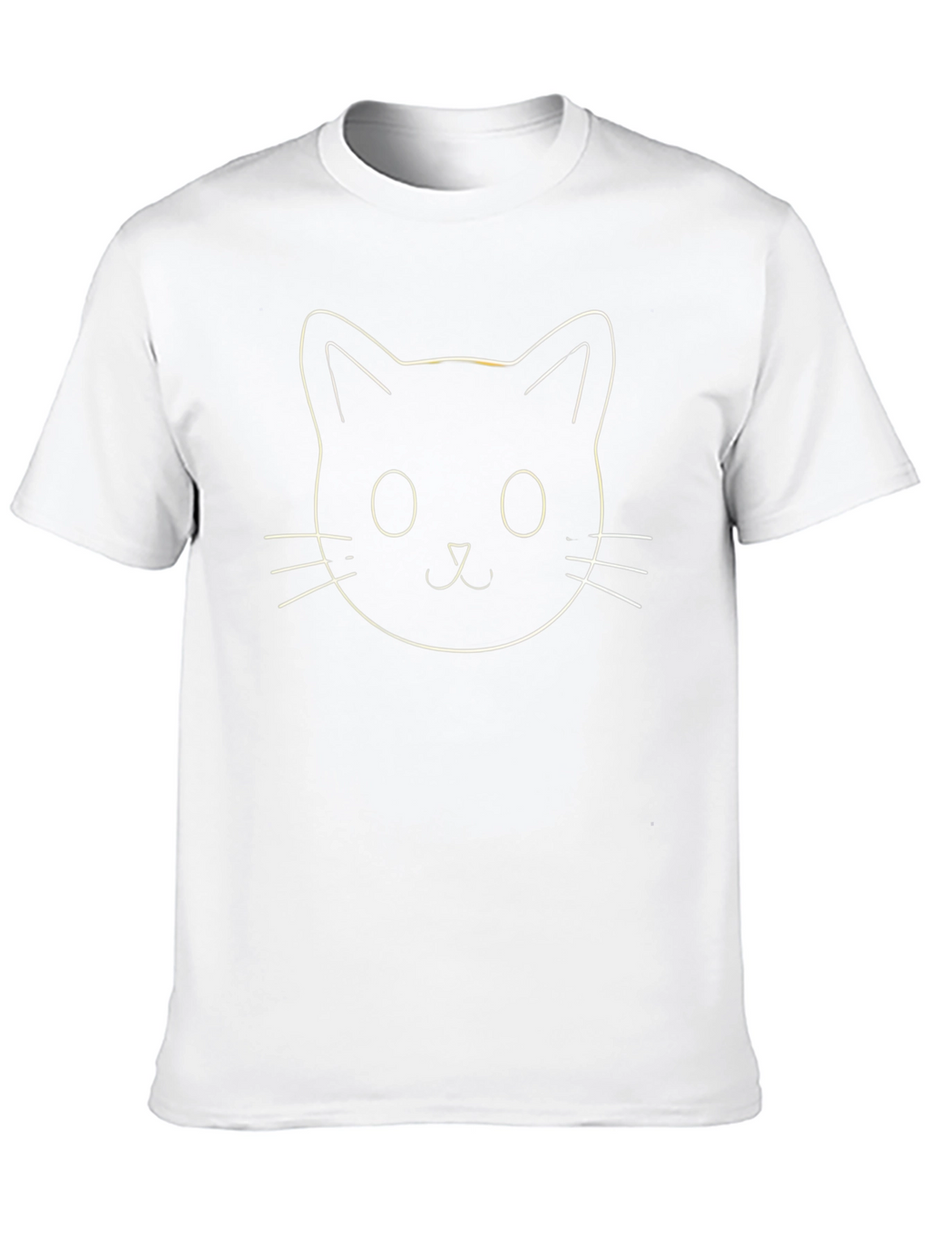 Cute Cat Face Outline Black T-Shirt