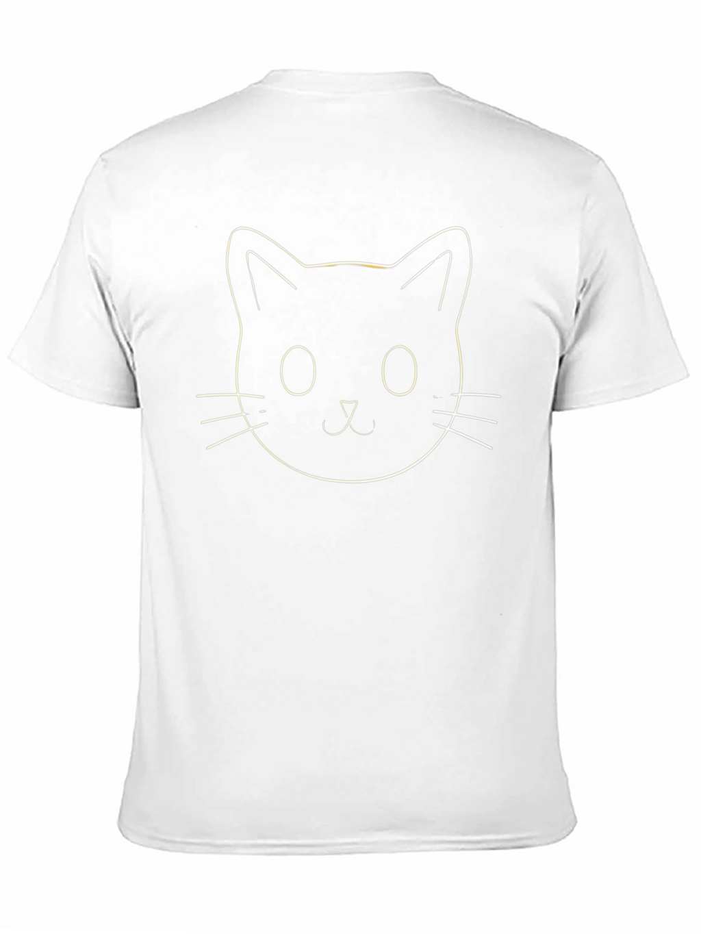 Cute Cat Face Outline Black T-Shirt