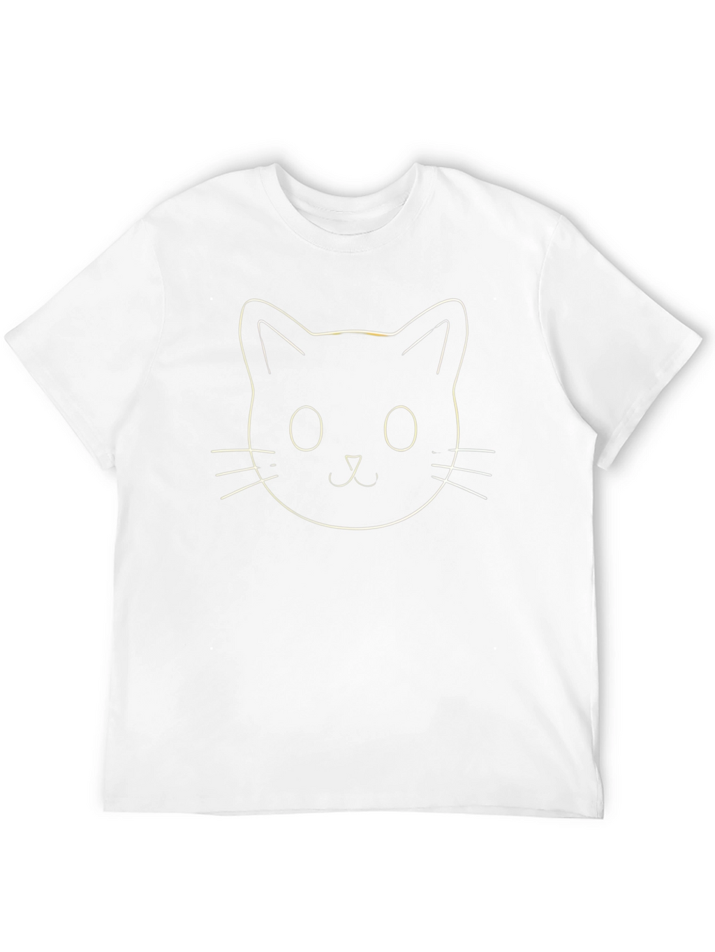 Cute Cat Face Outline Black T-Shirt
