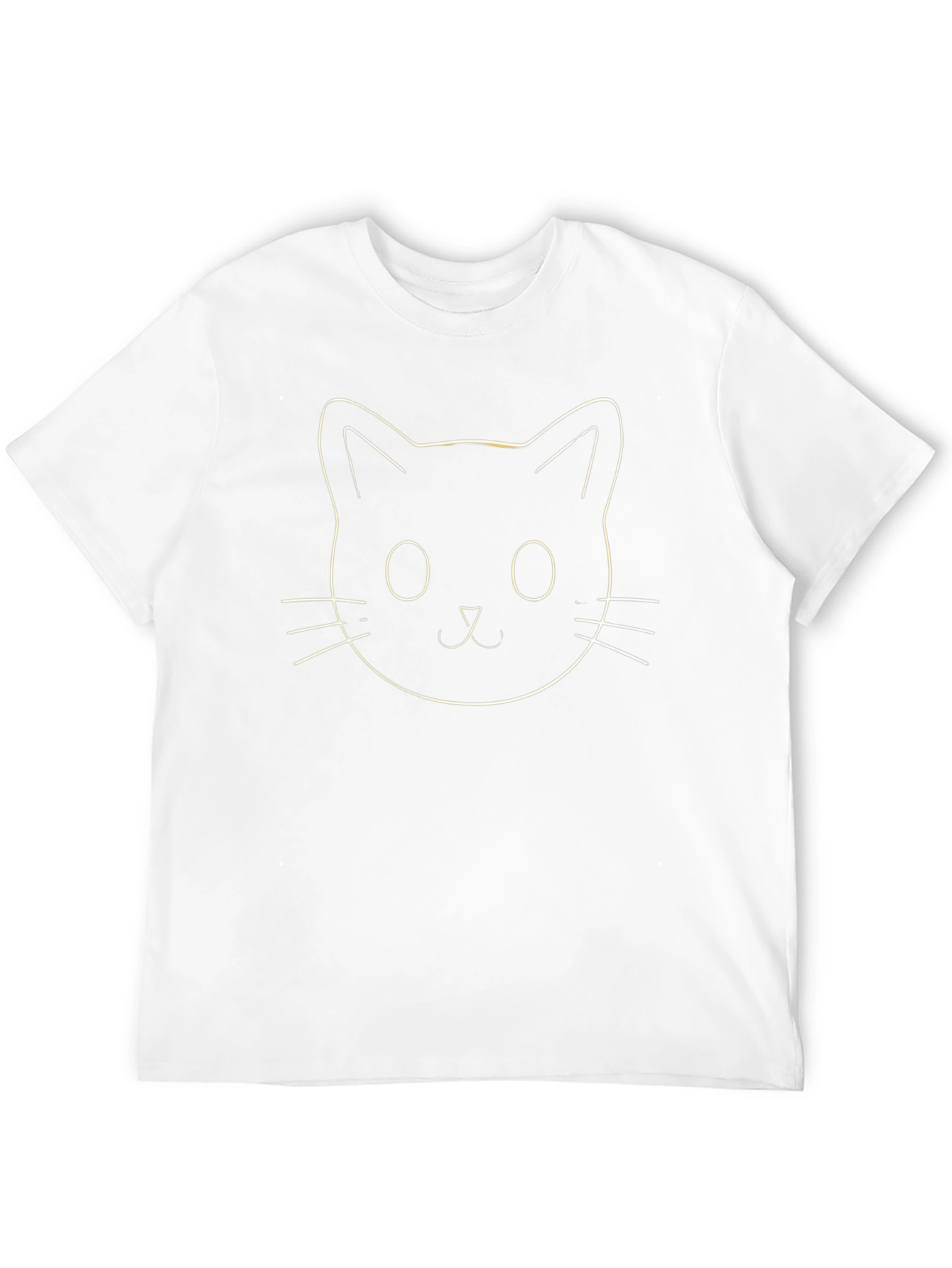 Cute Cat Face Outline Black T-Shirt