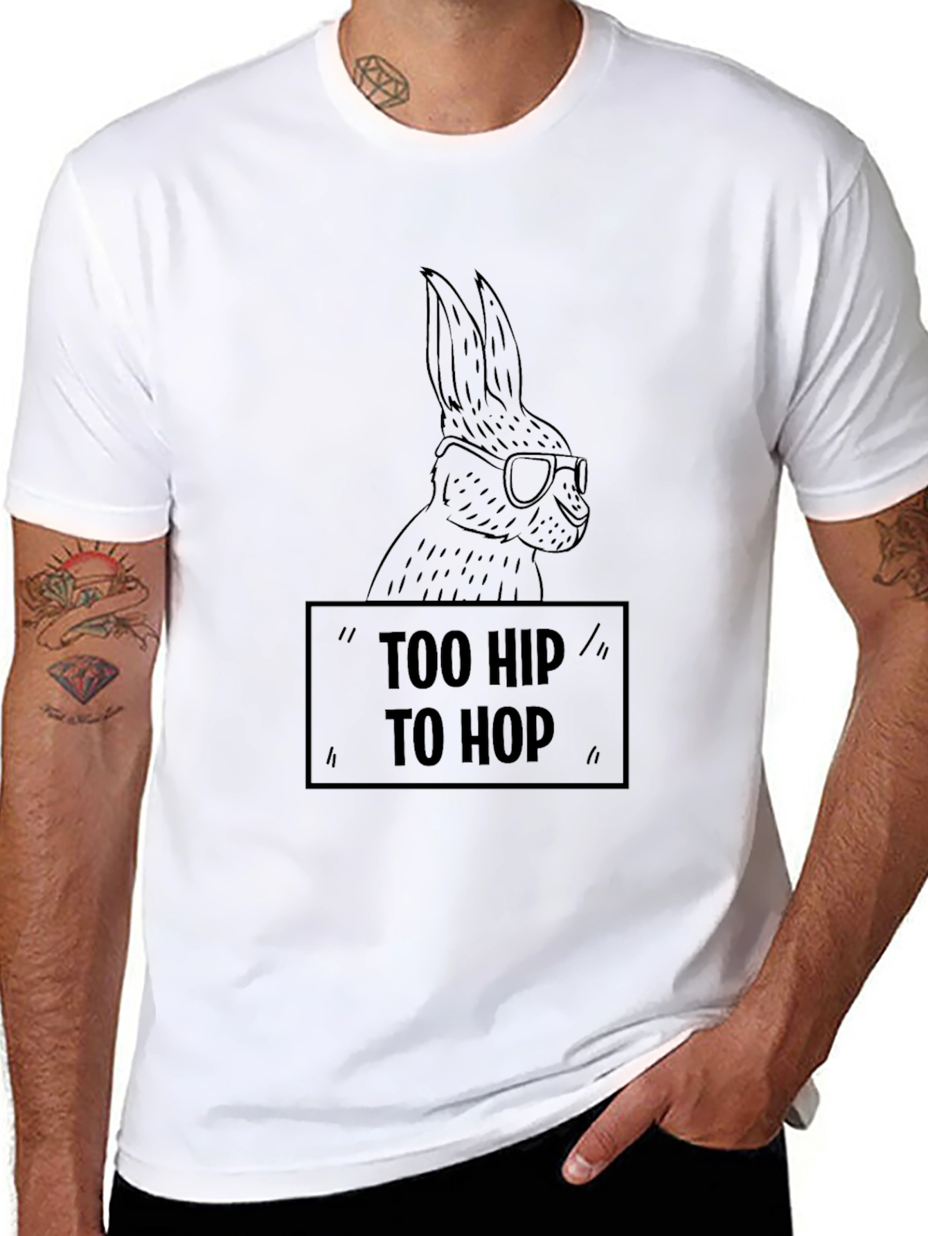 Too Hip to Hop T-Shirt Funny Easter Bunny Tee
