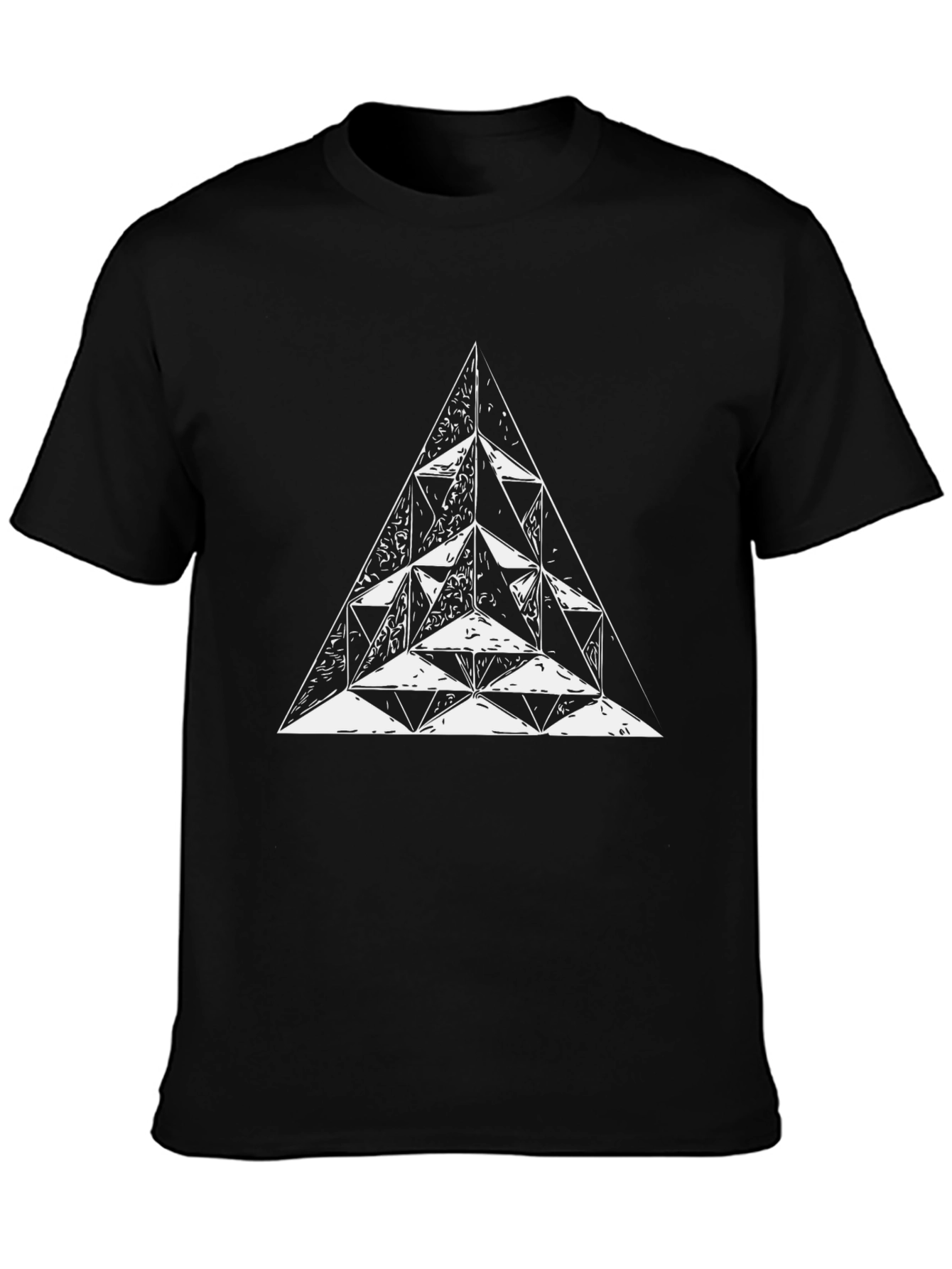Geometric Triangle Graphic Tee - Black Cotton T-Shirt