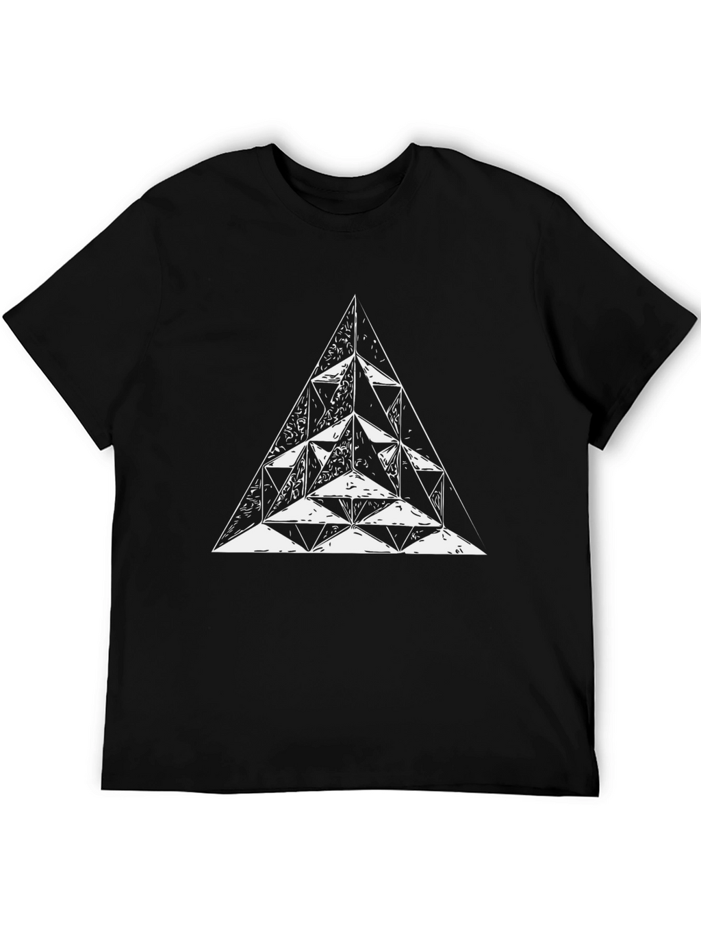 Geometric Triangle Graphic Tee - Black Cotton T-Shirt