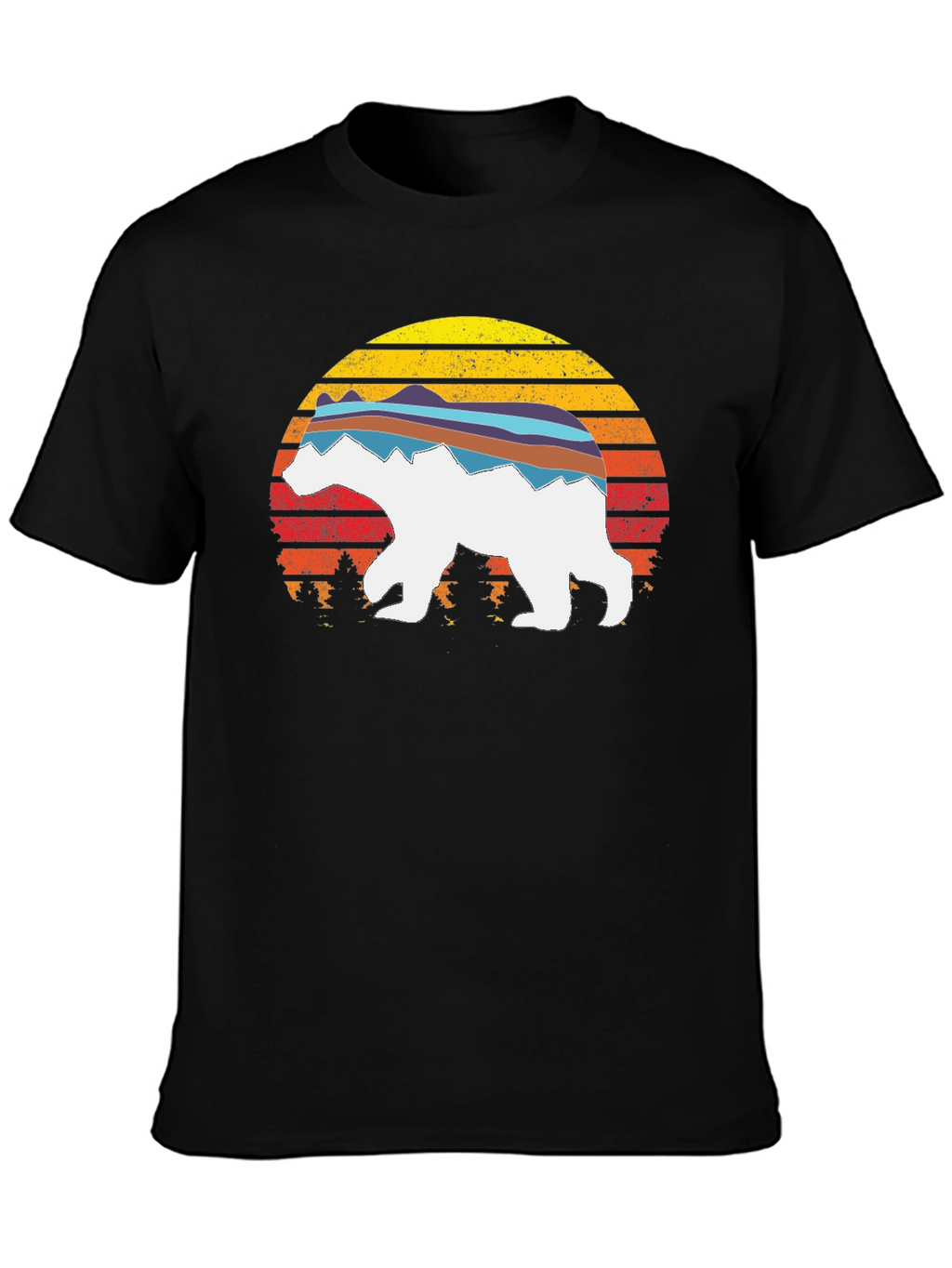 Retro Sunset Bear Graphic T-Shirt