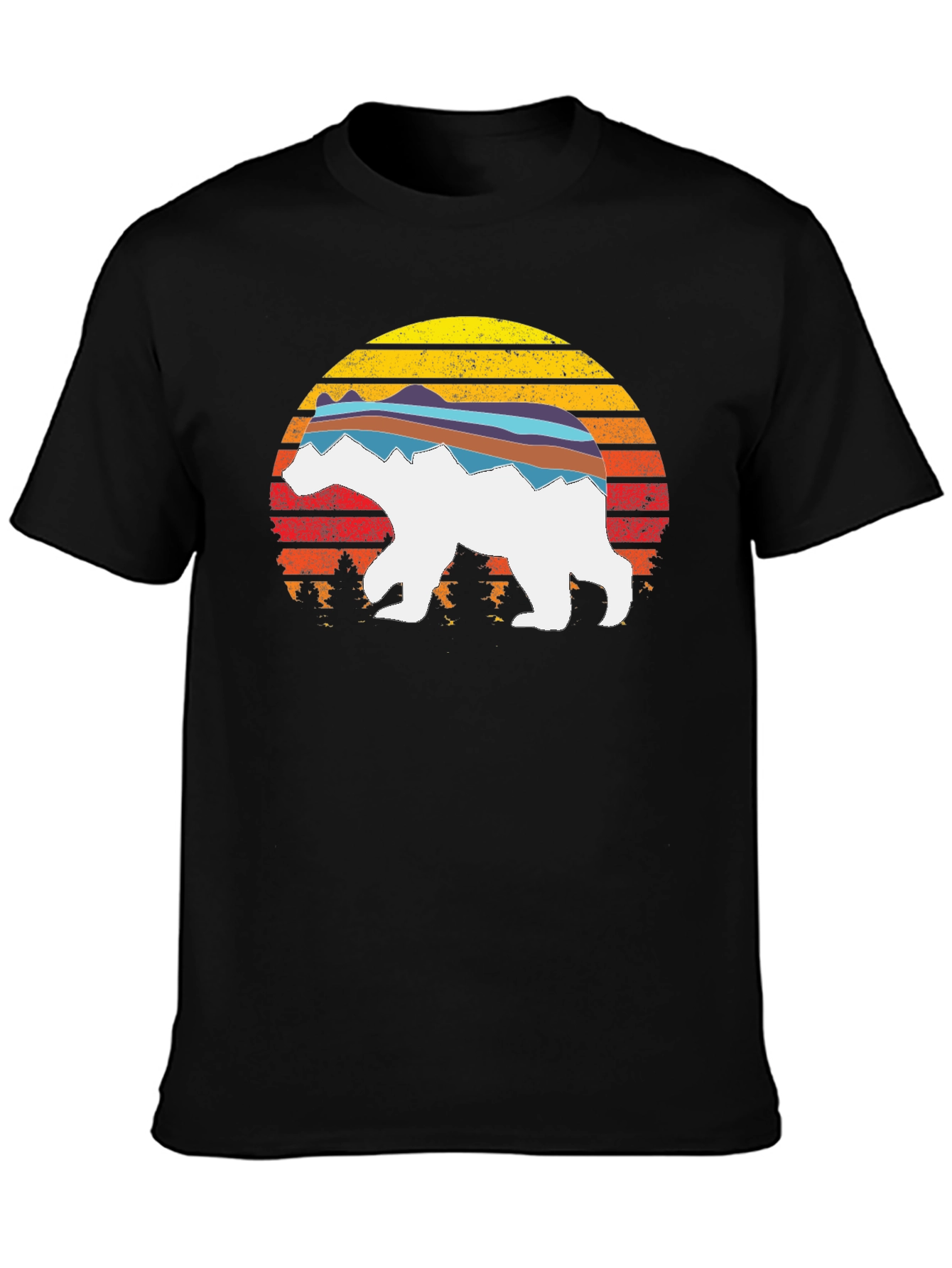 Retro Sunset Bear Graphic T-Shirt