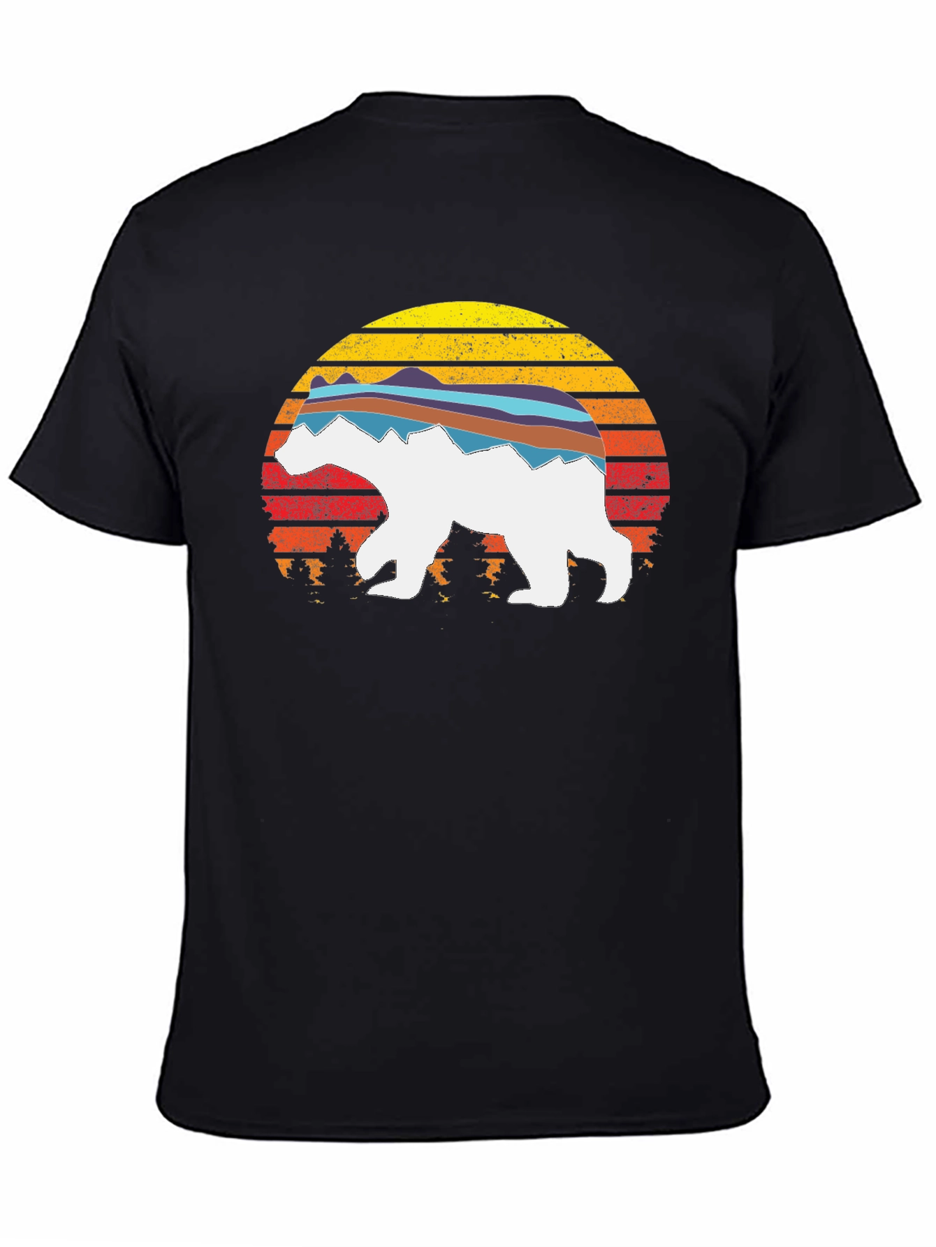 Retro Sunset Bear Graphic T-Shirt