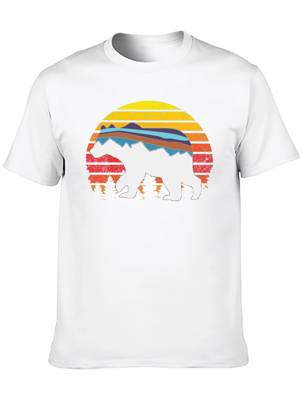 Retro Sunset Bear Graphic T-Shirt