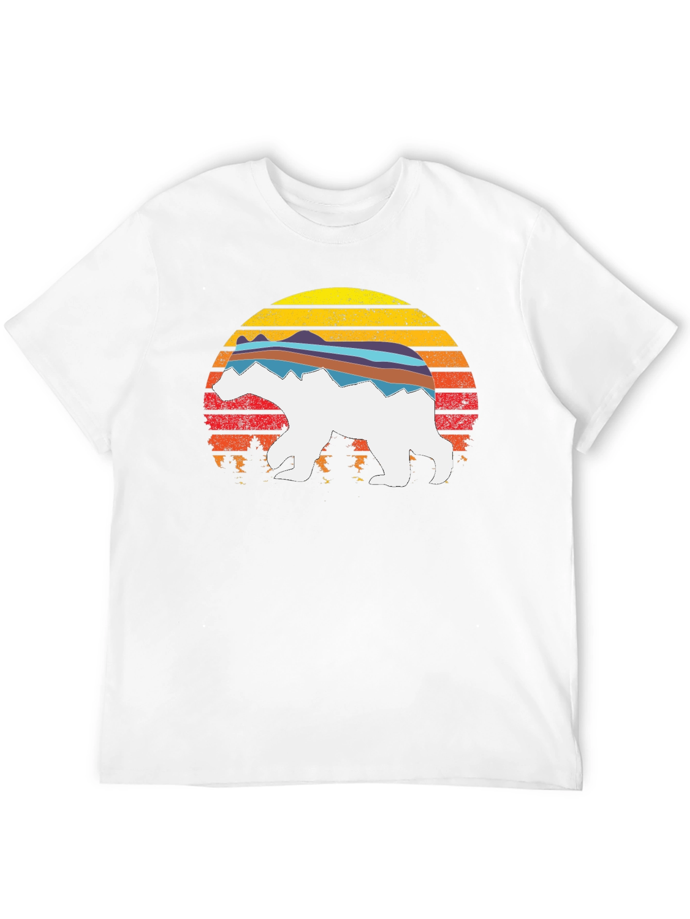 Retro Sunset Bear Graphic T-Shirt