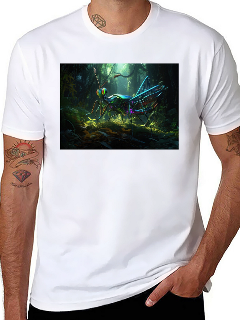 Grasshopper Graphic Tee - Vivid Insect Design