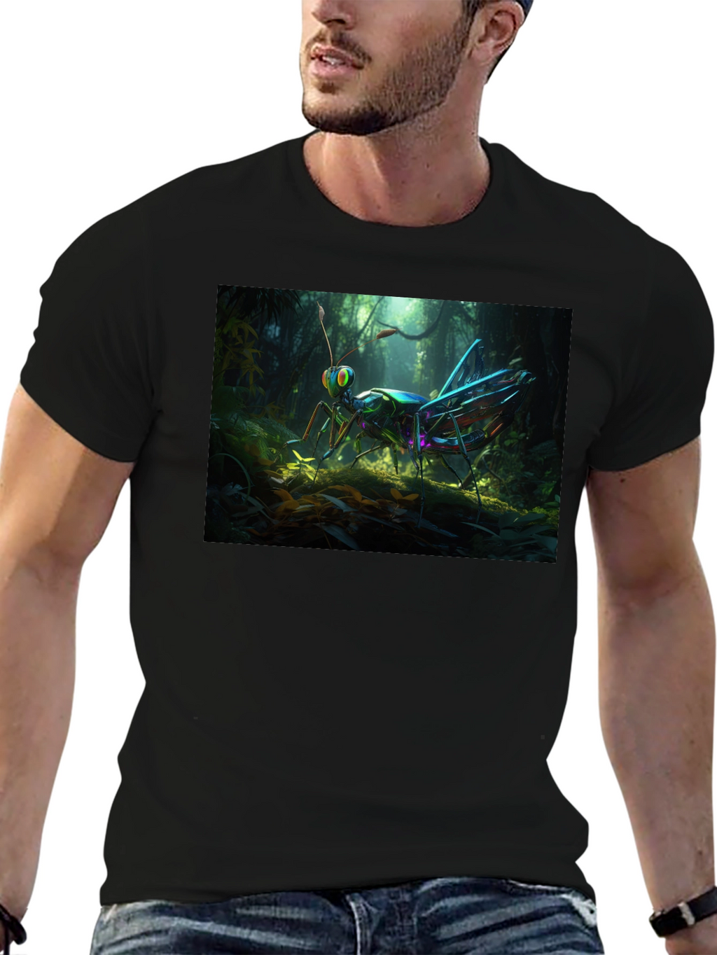 Grasshopper Graphic Tee - Vivid Insect Design