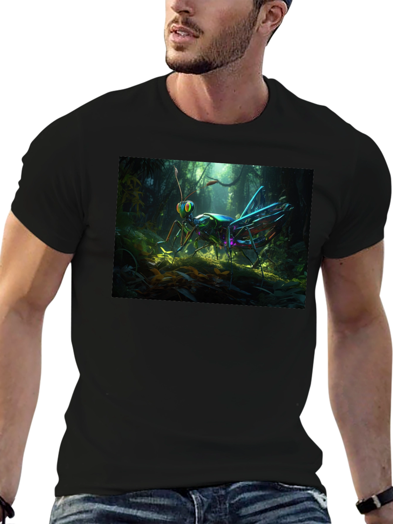 Grasshopper Graphic Tee - Vivid Insect Design