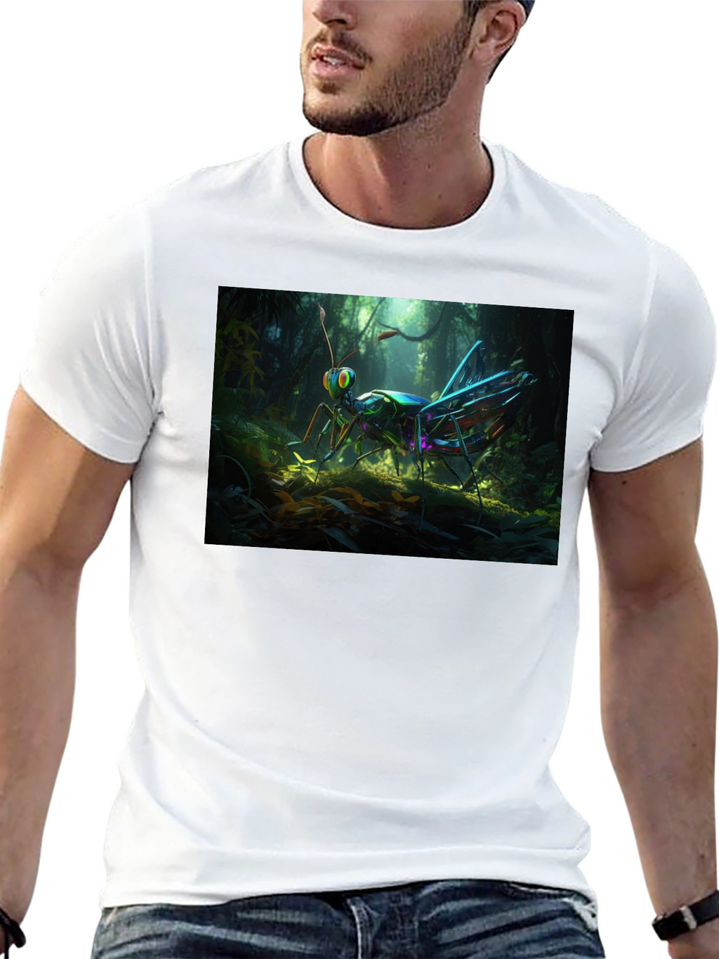 Grasshopper Graphic Tee - Vivid Insect Design