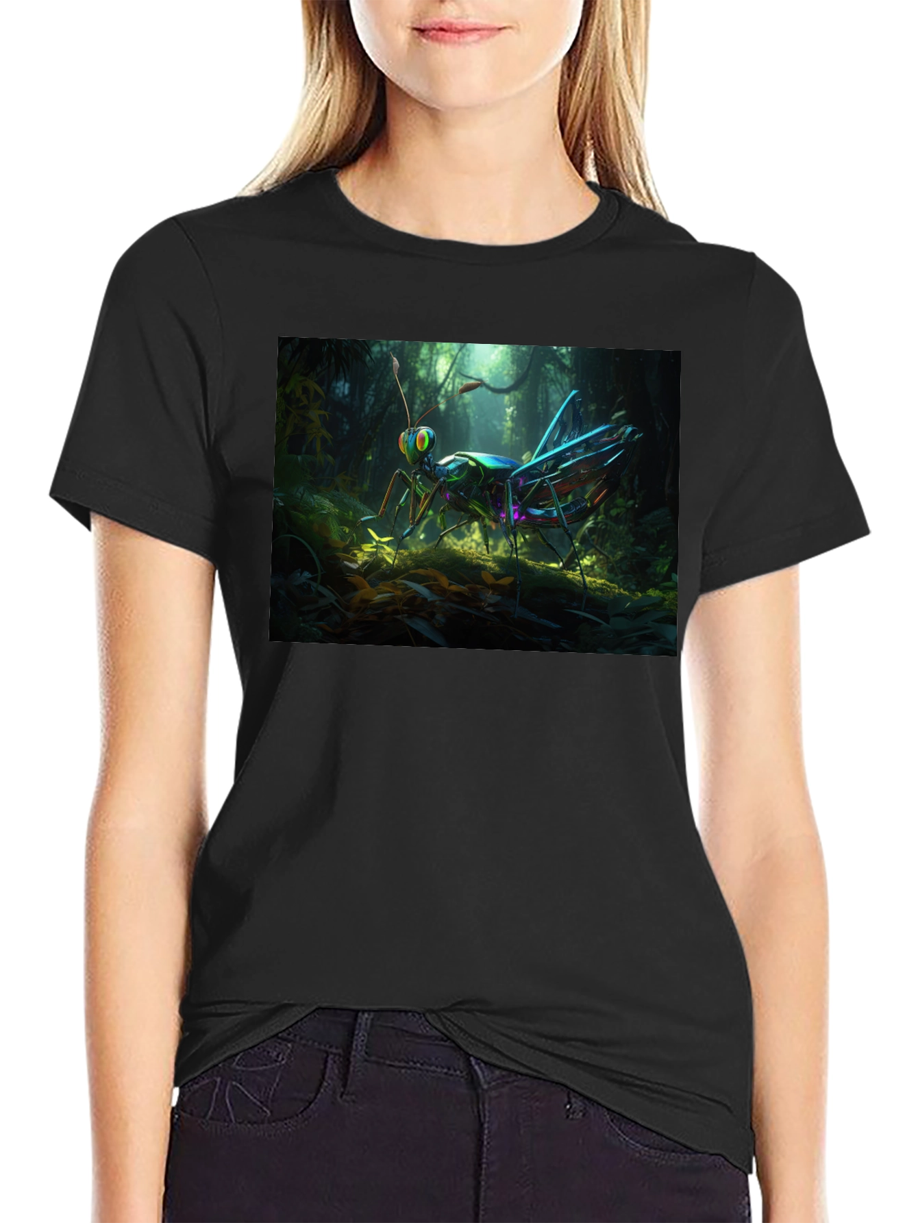 Grasshopper Graphic Tee - Vivid Insect Design