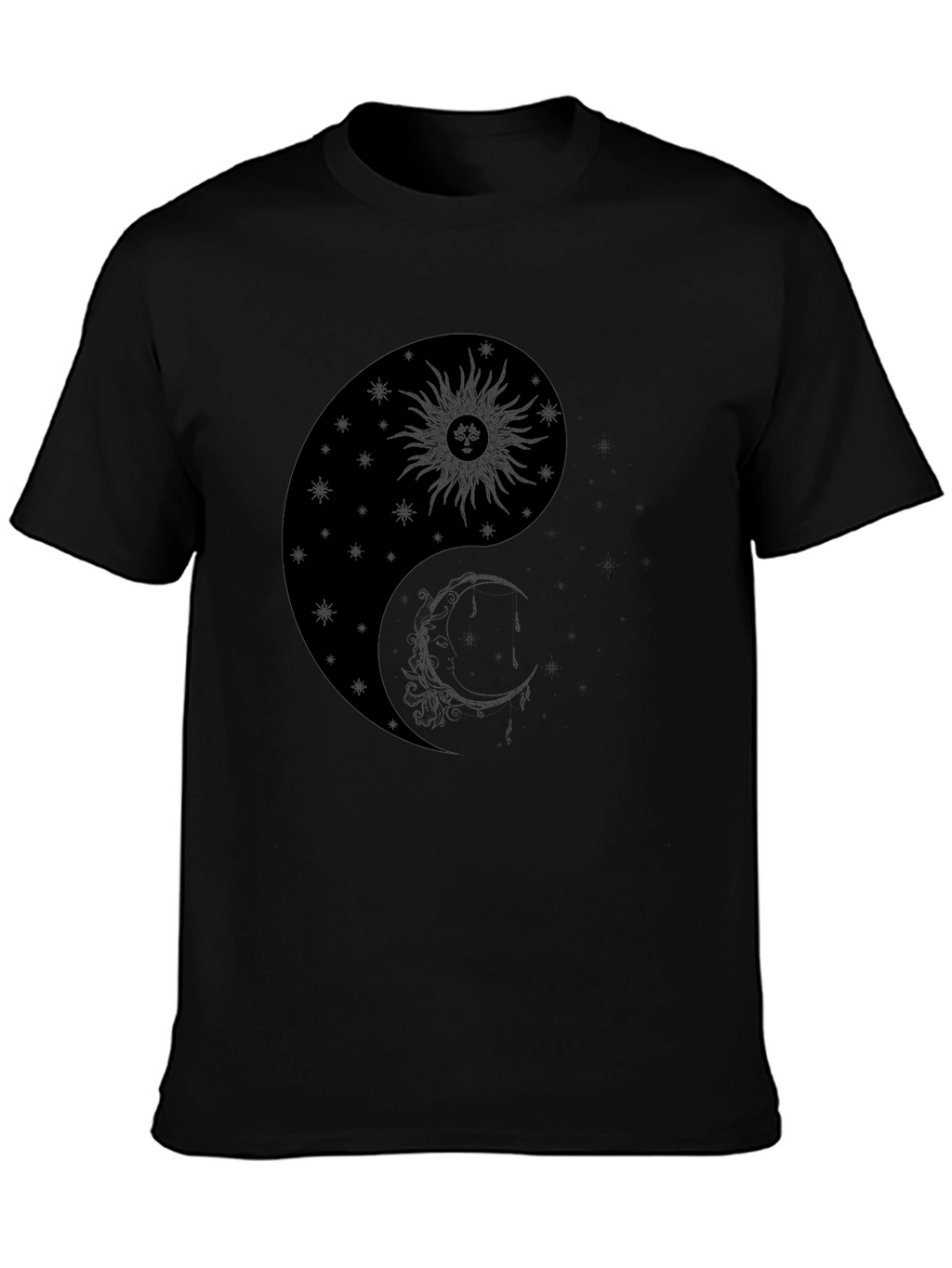 Yin Yang Sun & Moon Graphic T-Shirt - Black