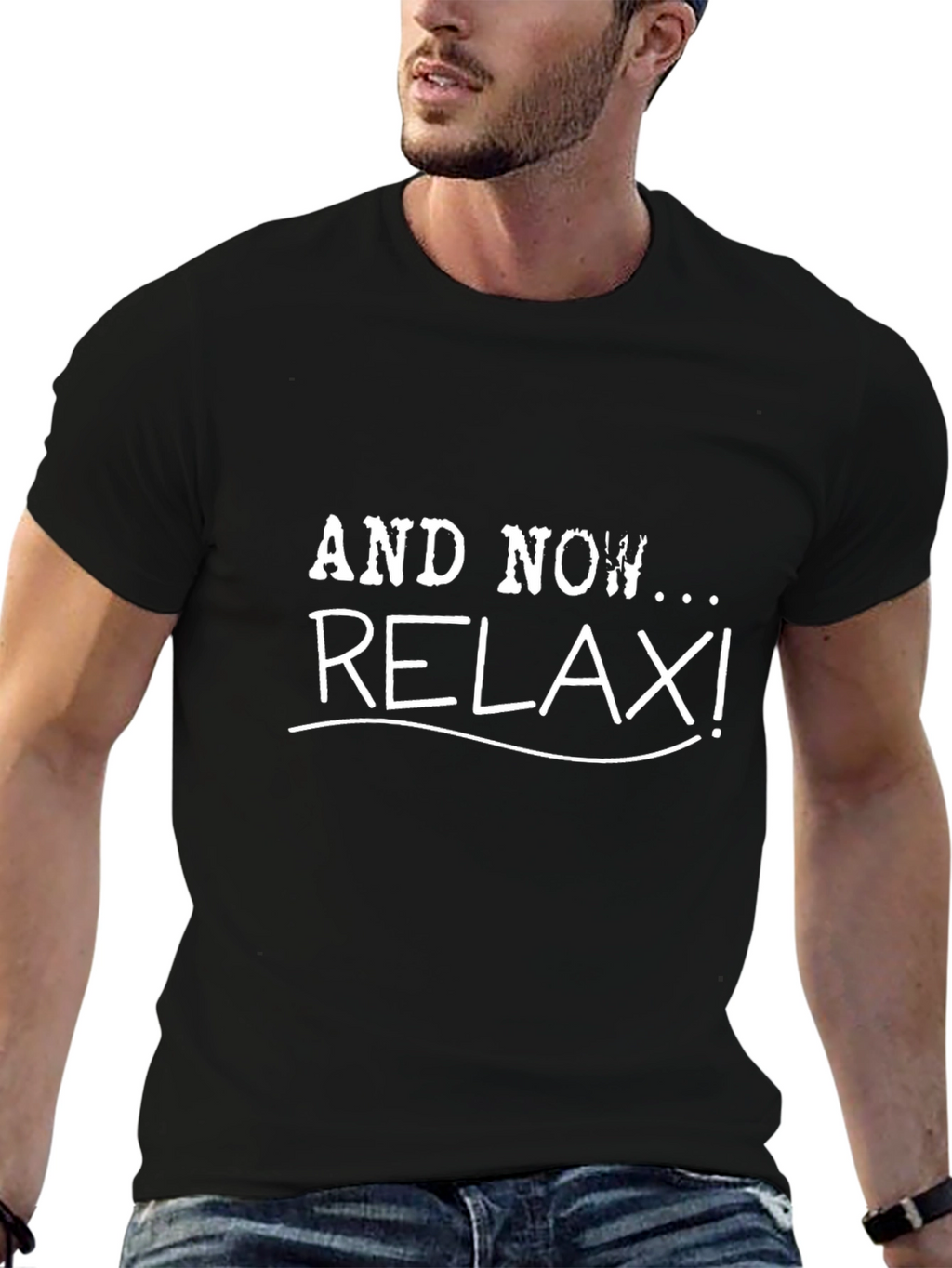 Relax! Graphic Print Black T-Shirt