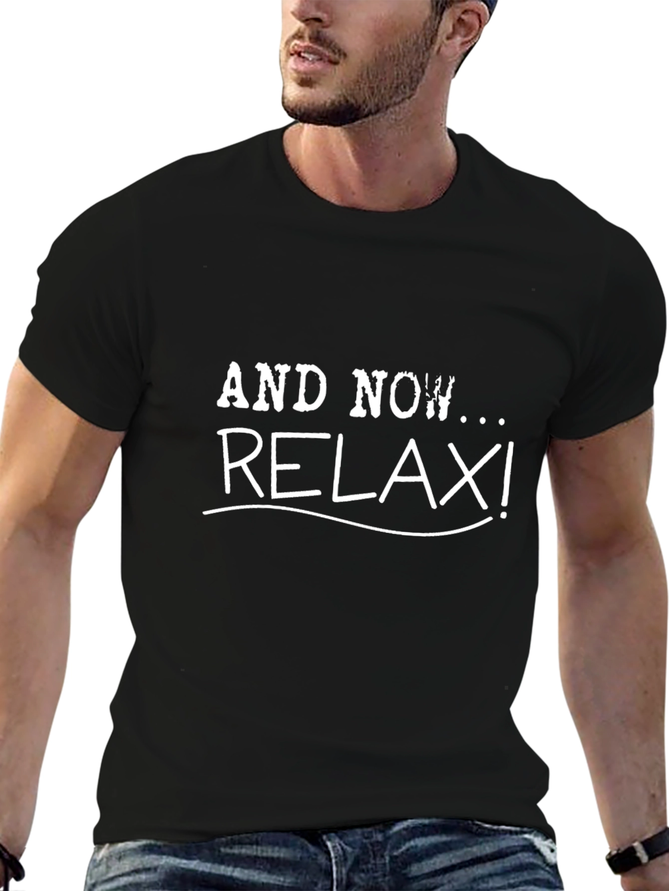 Relax! Graphic Print Black T-Shirt