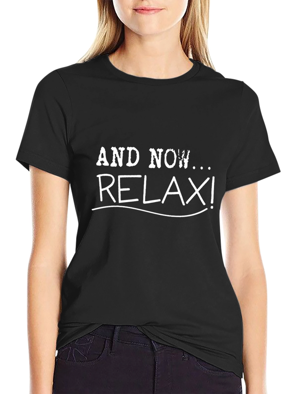 Relax! Graphic Print Black T-Shirt