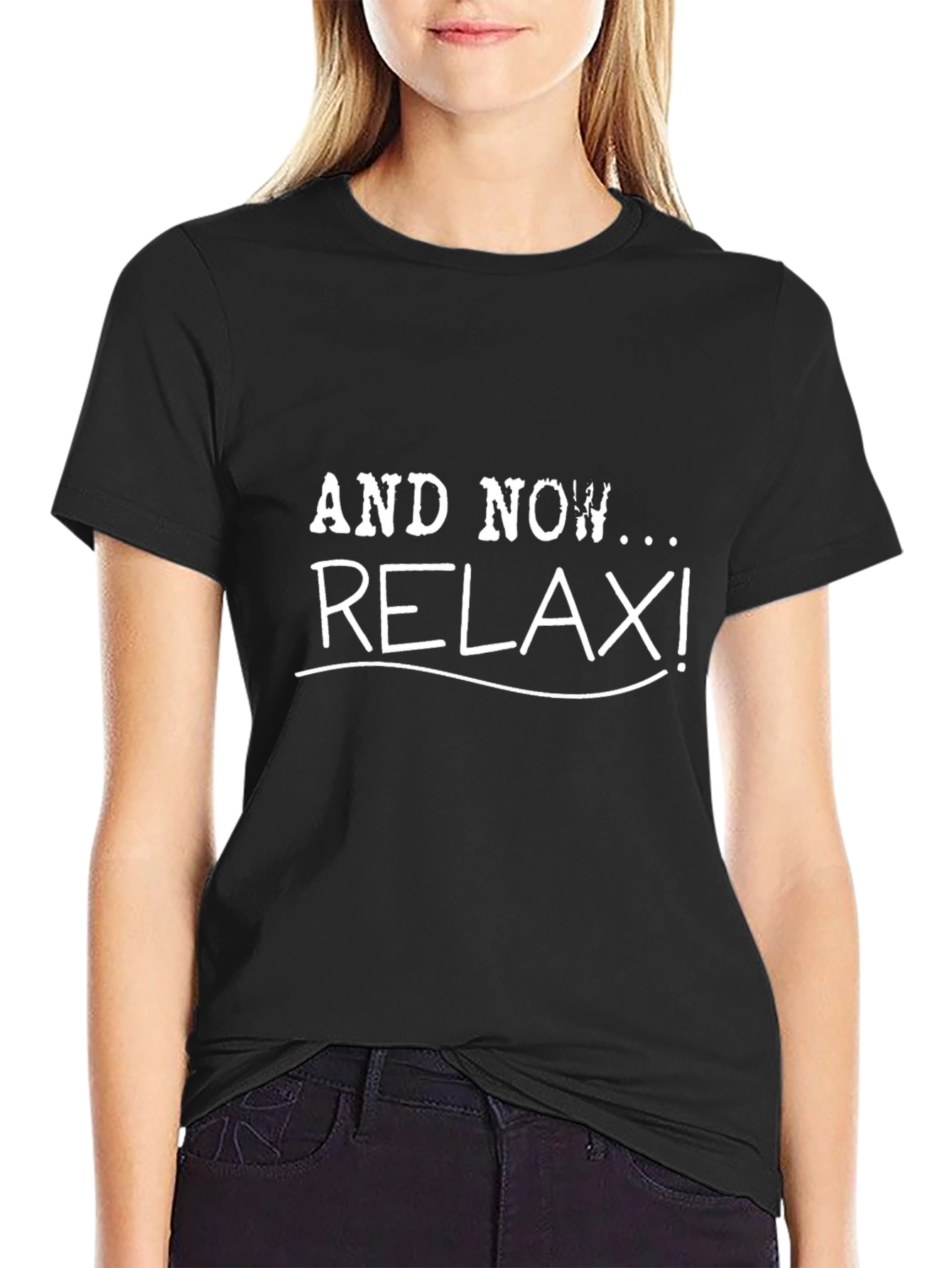 Relax! Graphic Print Black T-Shirt