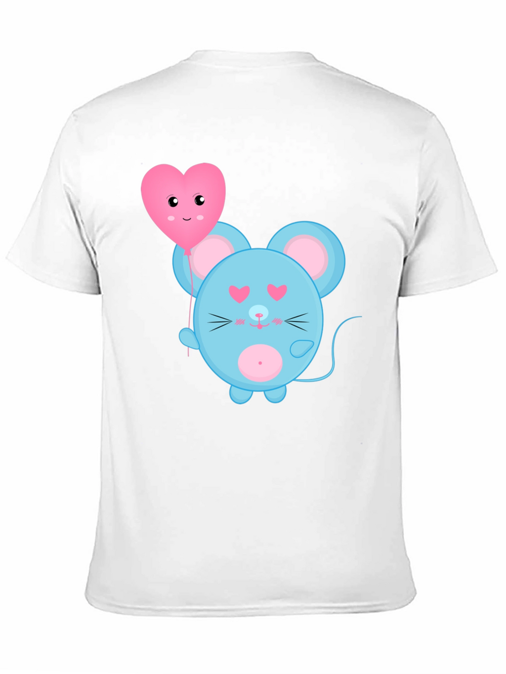 Cute Cartoon Mouse with Heart Balloon Graphic Tee