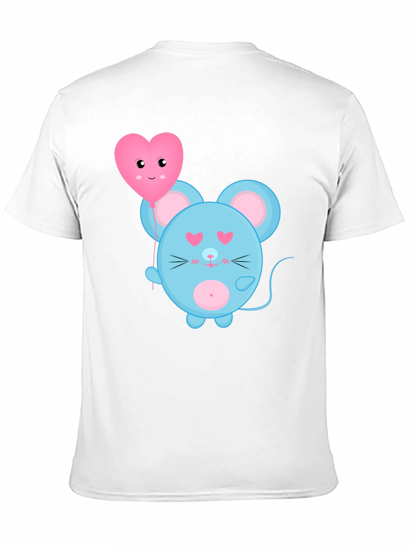 Cute Cartoon Mouse with Heart Balloon Graphic Tee