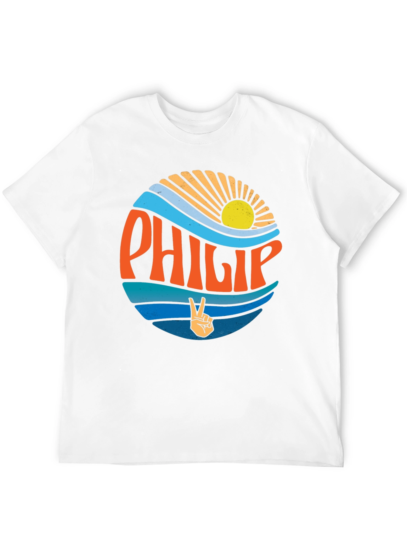 Philip Retro Sunset T-Shirt Groovy Peace Sign Tee