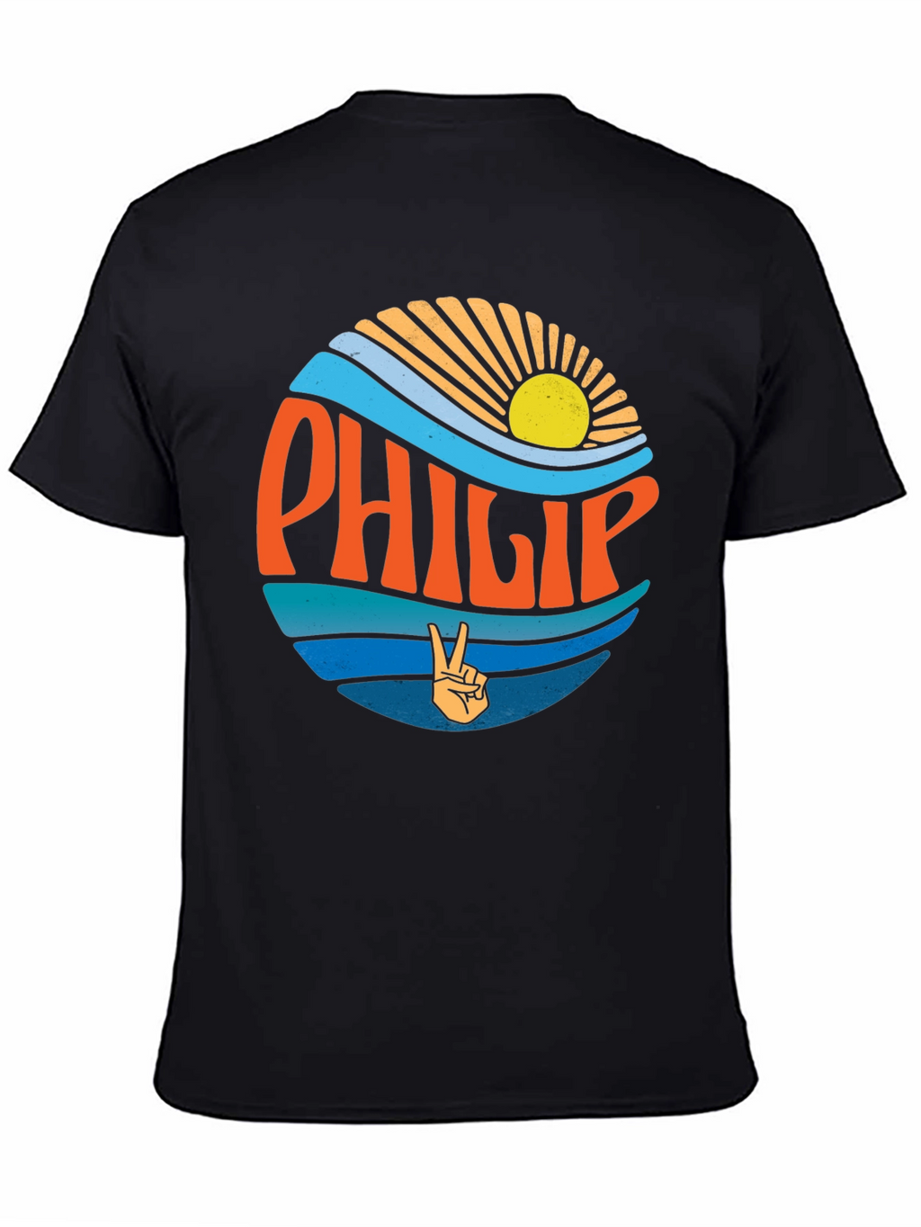Philip Retro Sunset T-Shirt Groovy Peace Sign Tee