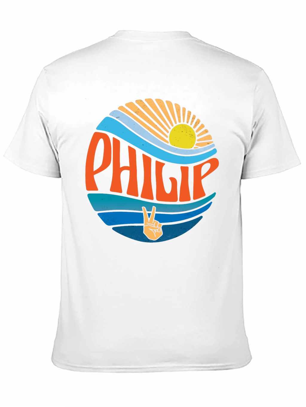 Philip Retro Sunset T-Shirt Groovy Peace Sign Tee