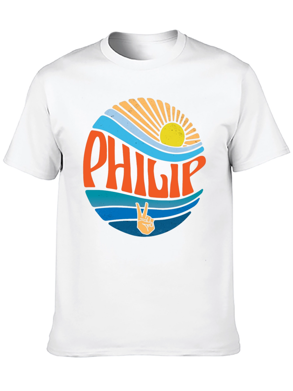 Philip Retro Sunset T-Shirt Groovy Peace Sign Tee