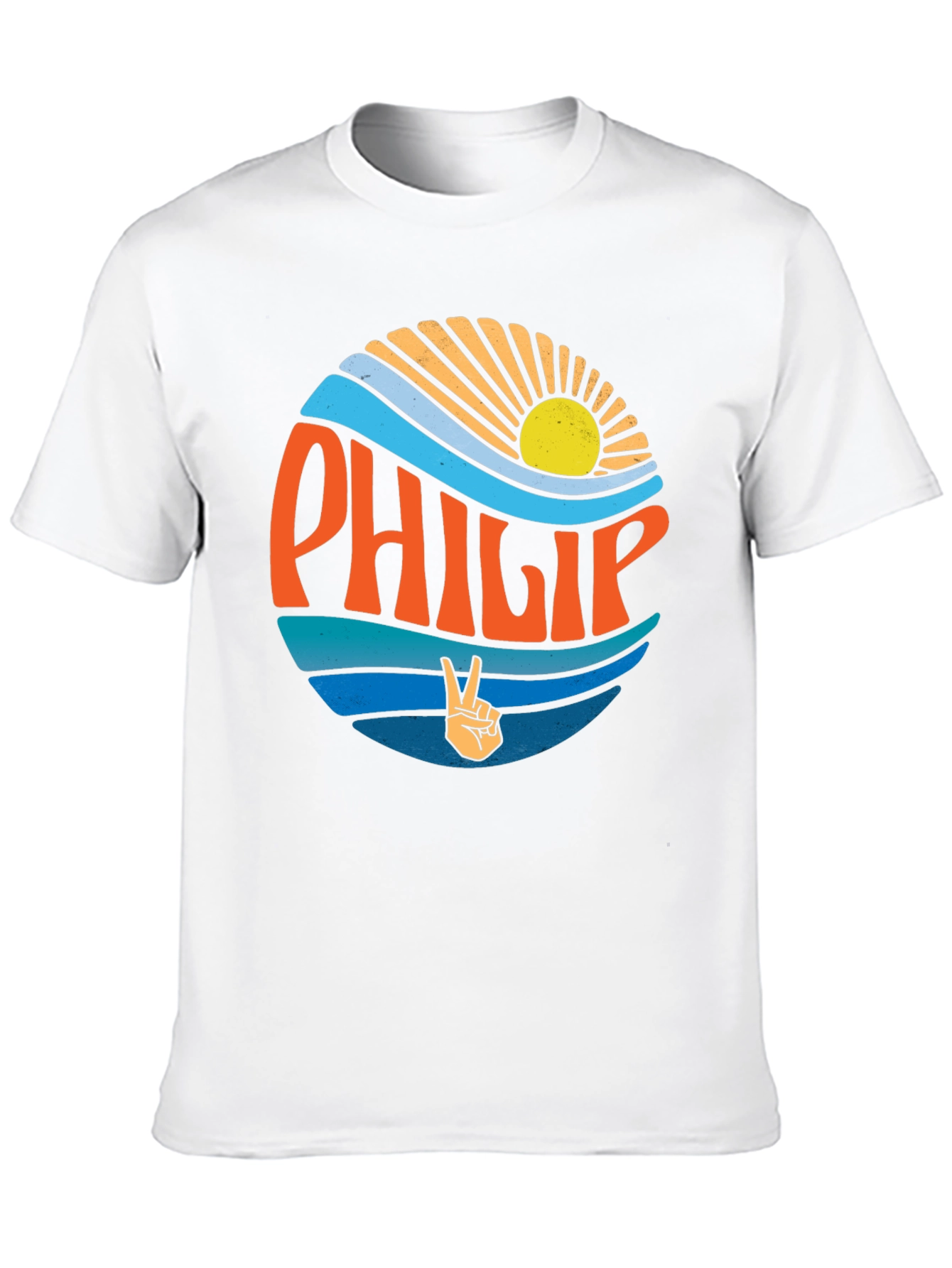 Philip Retro Sunset T-Shirt Groovy Peace Sign Tee