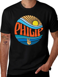 Philip Retro Sunset T-Shirt Groovy Peace Sign Tee