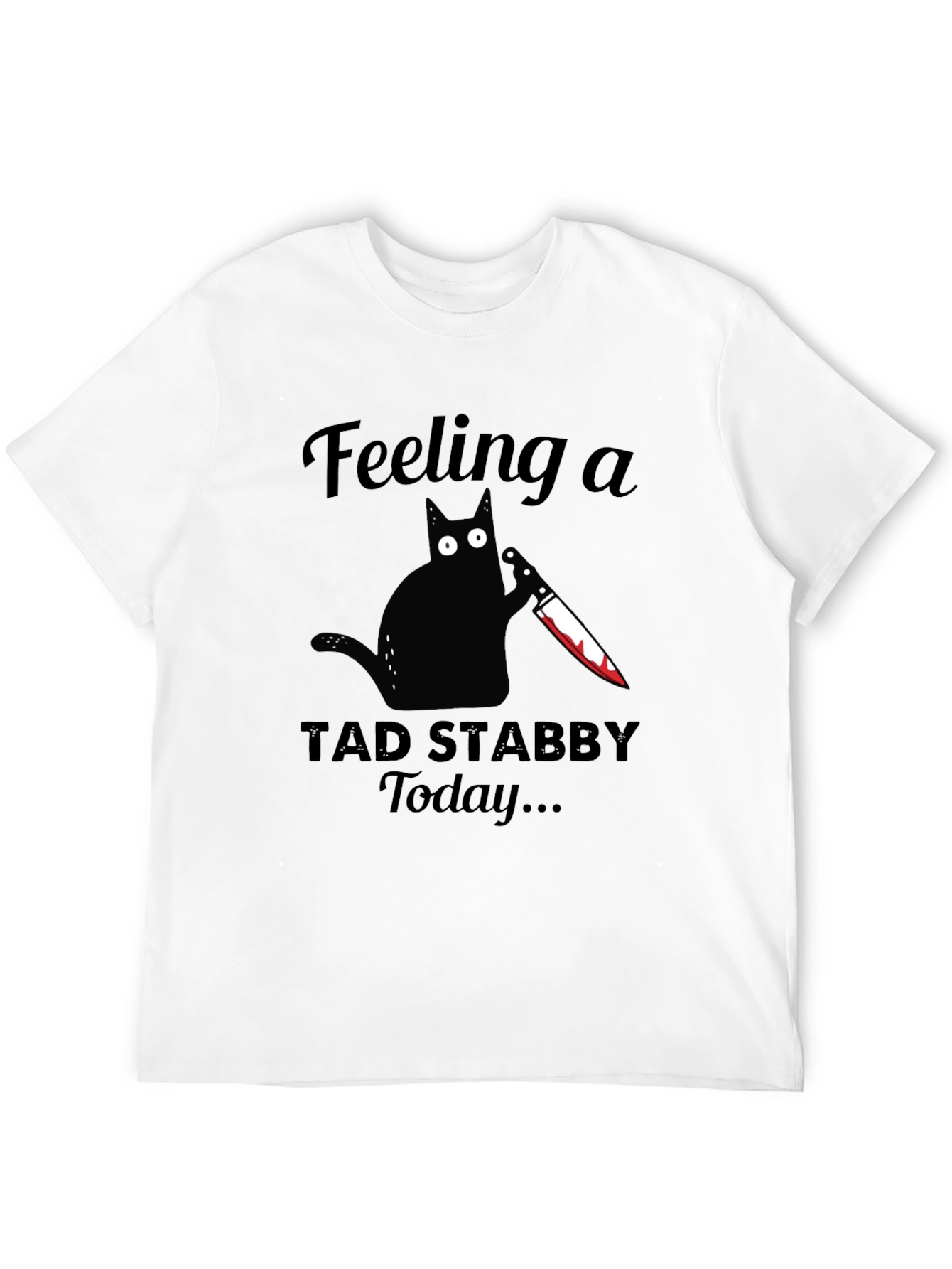 Feeling Stabby Cat Graphic Tee - Black Cotton T-Shirt