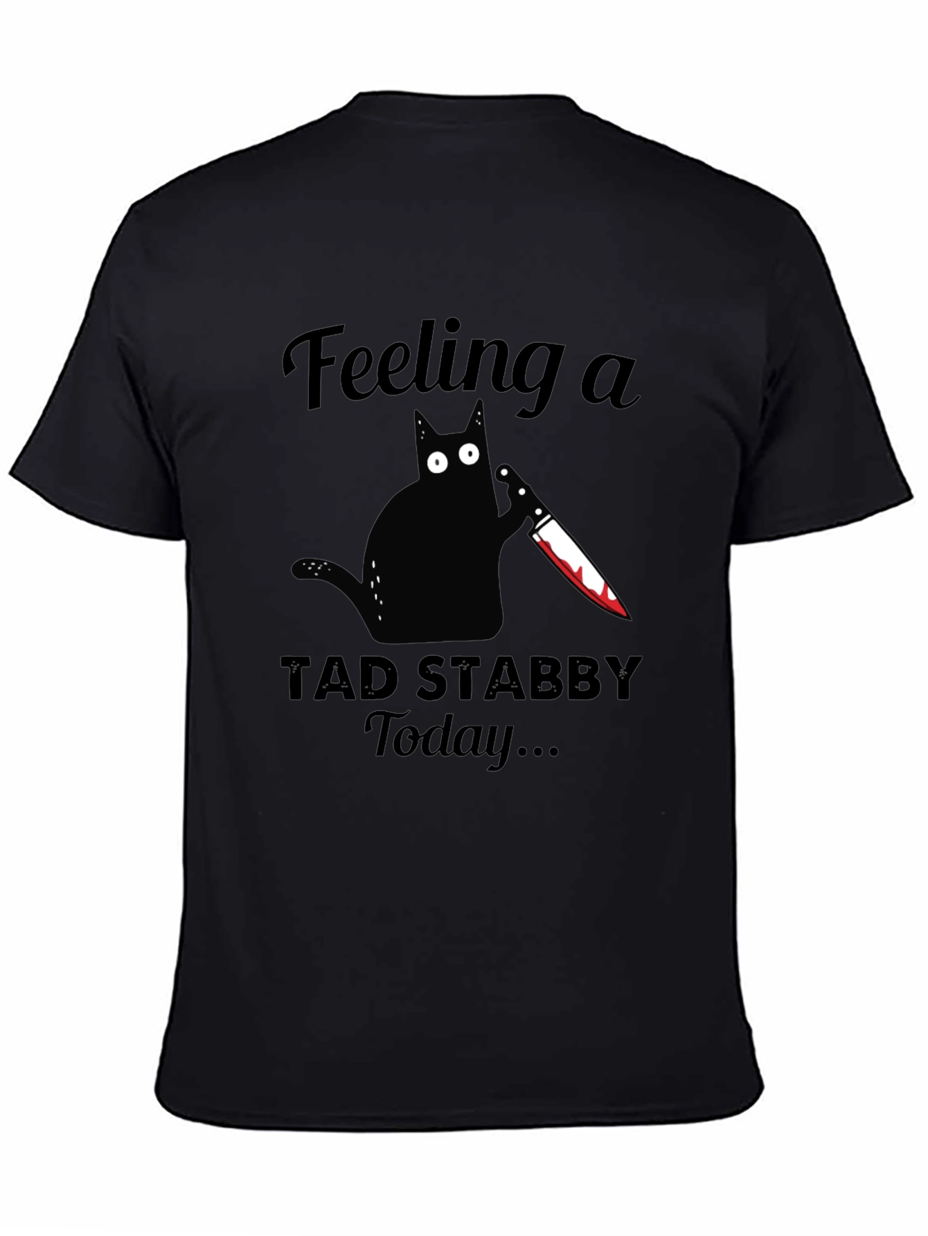 Feeling Stabby Cat Graphic Tee - Black Cotton T-Shirt