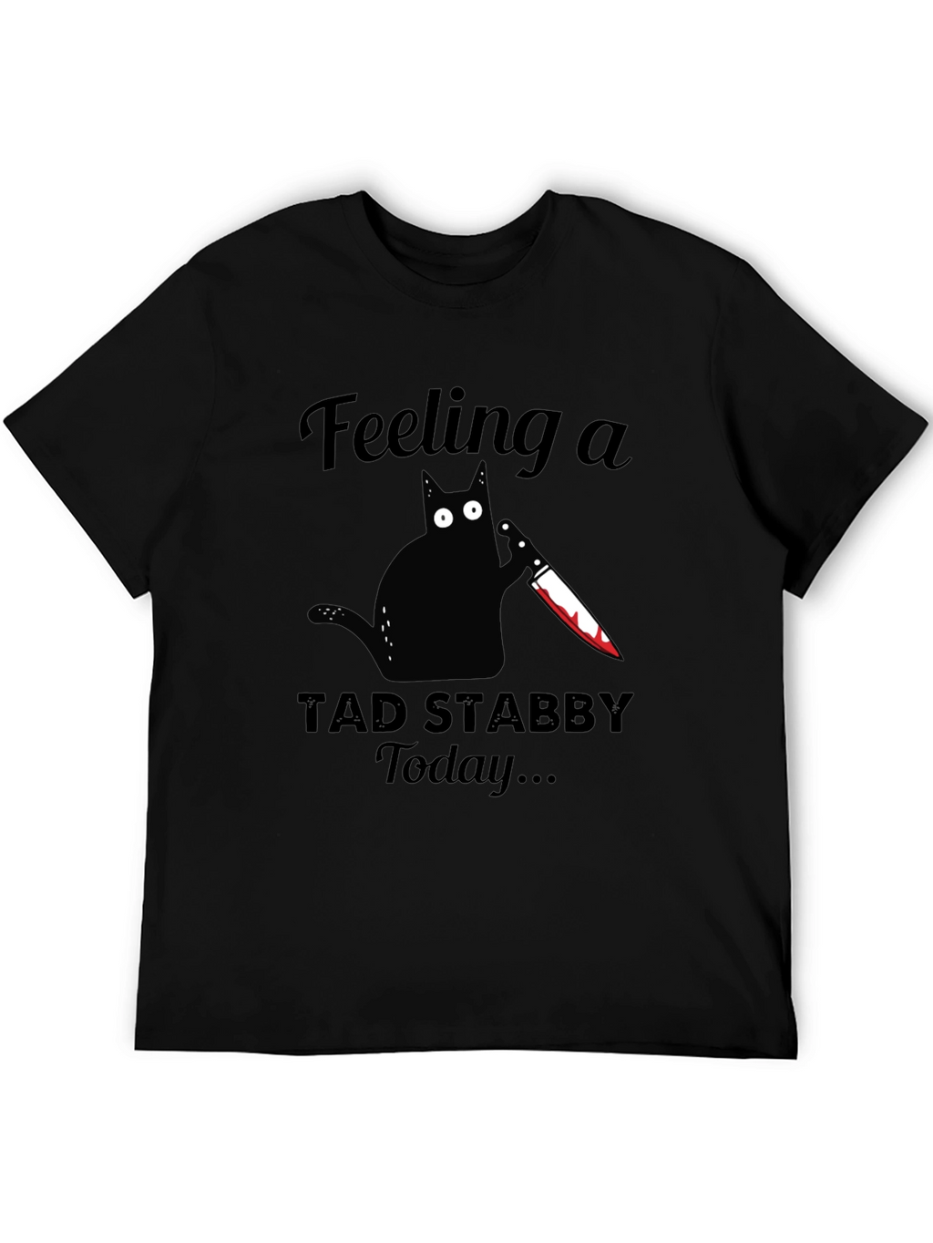 Feeling Stabby Cat Graphic Tee - Black Cotton T-Shirt