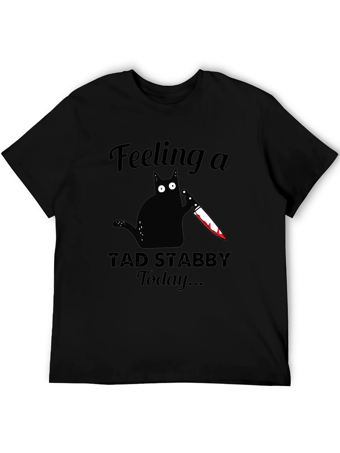 Feeling Stabby Cat Graphic Tee - Black Cotton T-Shirt